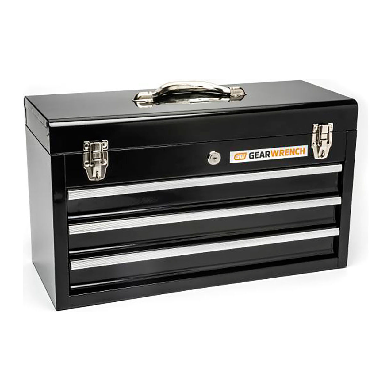3 Drawer Steel Tool Box, 20"W x 8-1/2"D x 12"H, Black
