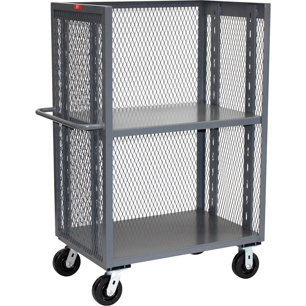 3 Sided Mesh Shelf Truck, Solid Bottom, 3000 lb. Capacity, 60"L x 30"W x 57"H