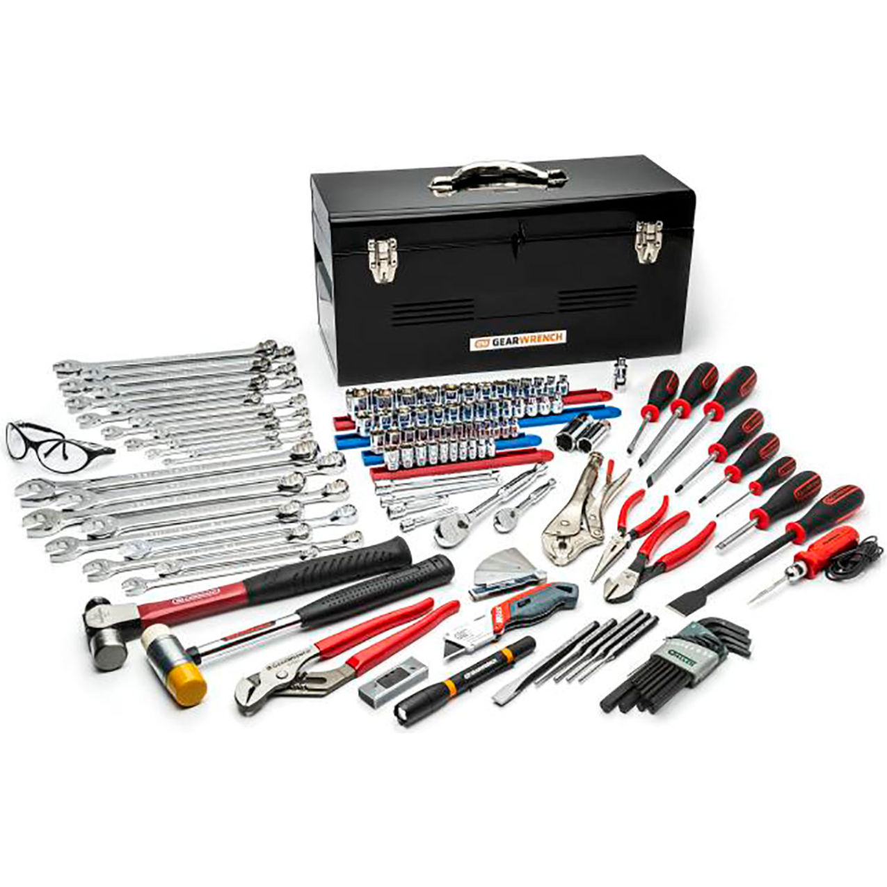121 Piece Auto Tool Box Set, 16"W x 12"D x 30"H, Black