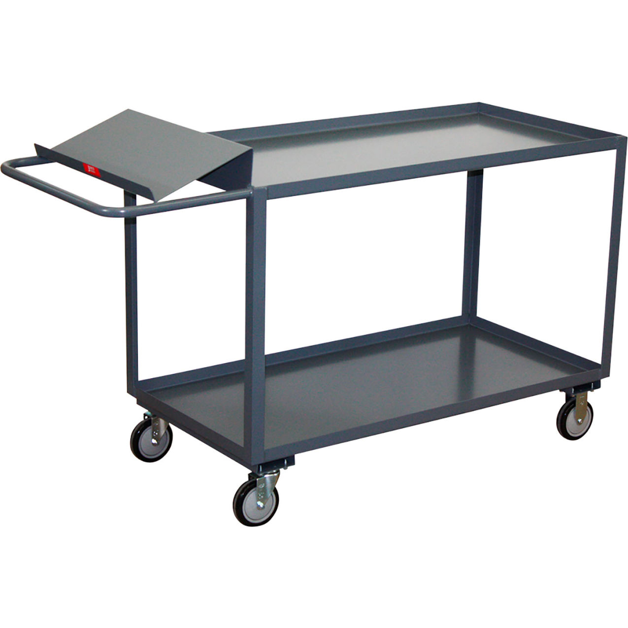 Order Picking Cart, 2 Shelves Lips Up, 1200 lb. Capacity, 48"L x 24"W x 39"H, Gray