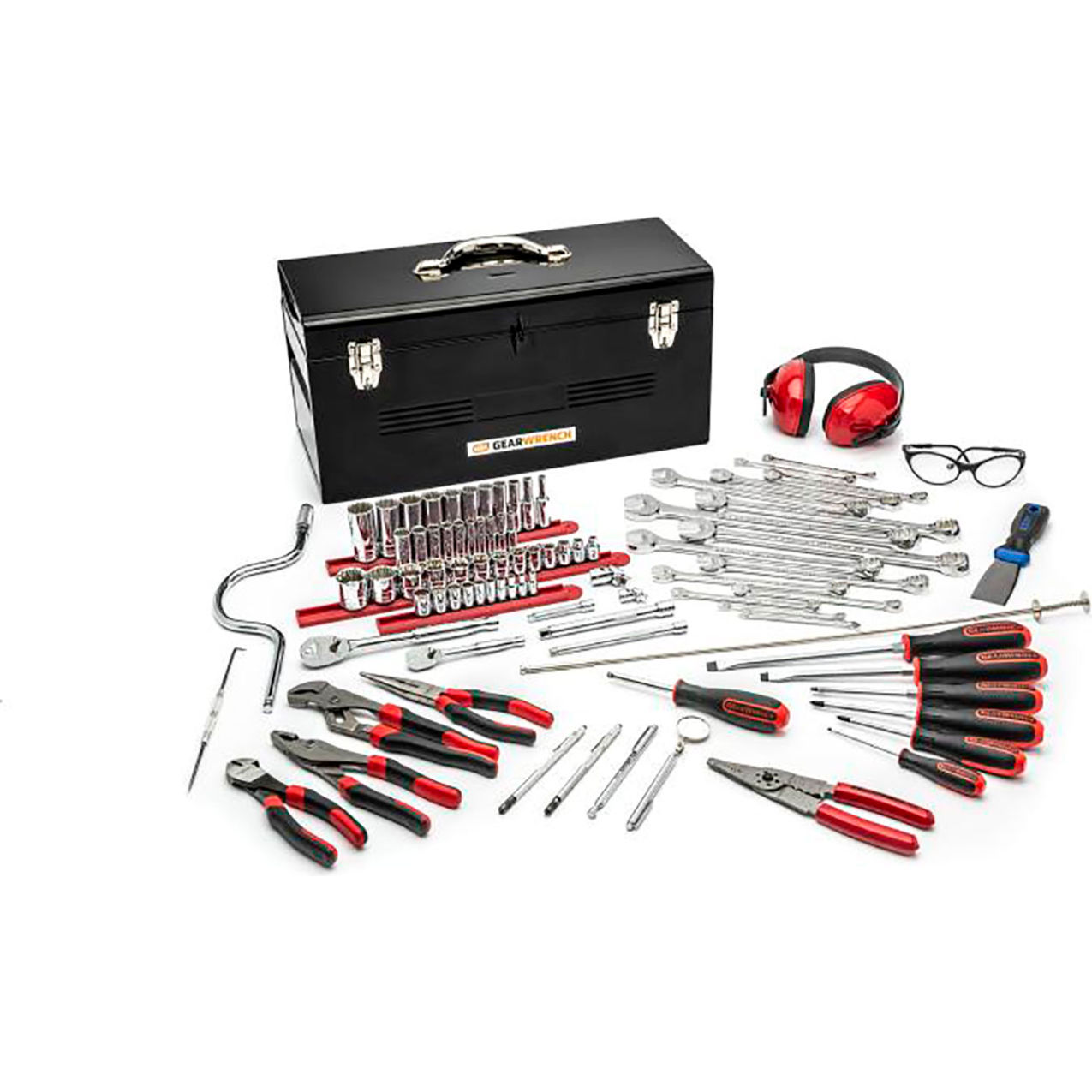 89 Piece Aviation Tool Box Set, 16"W x 9"D x 25-1/4"H, Black