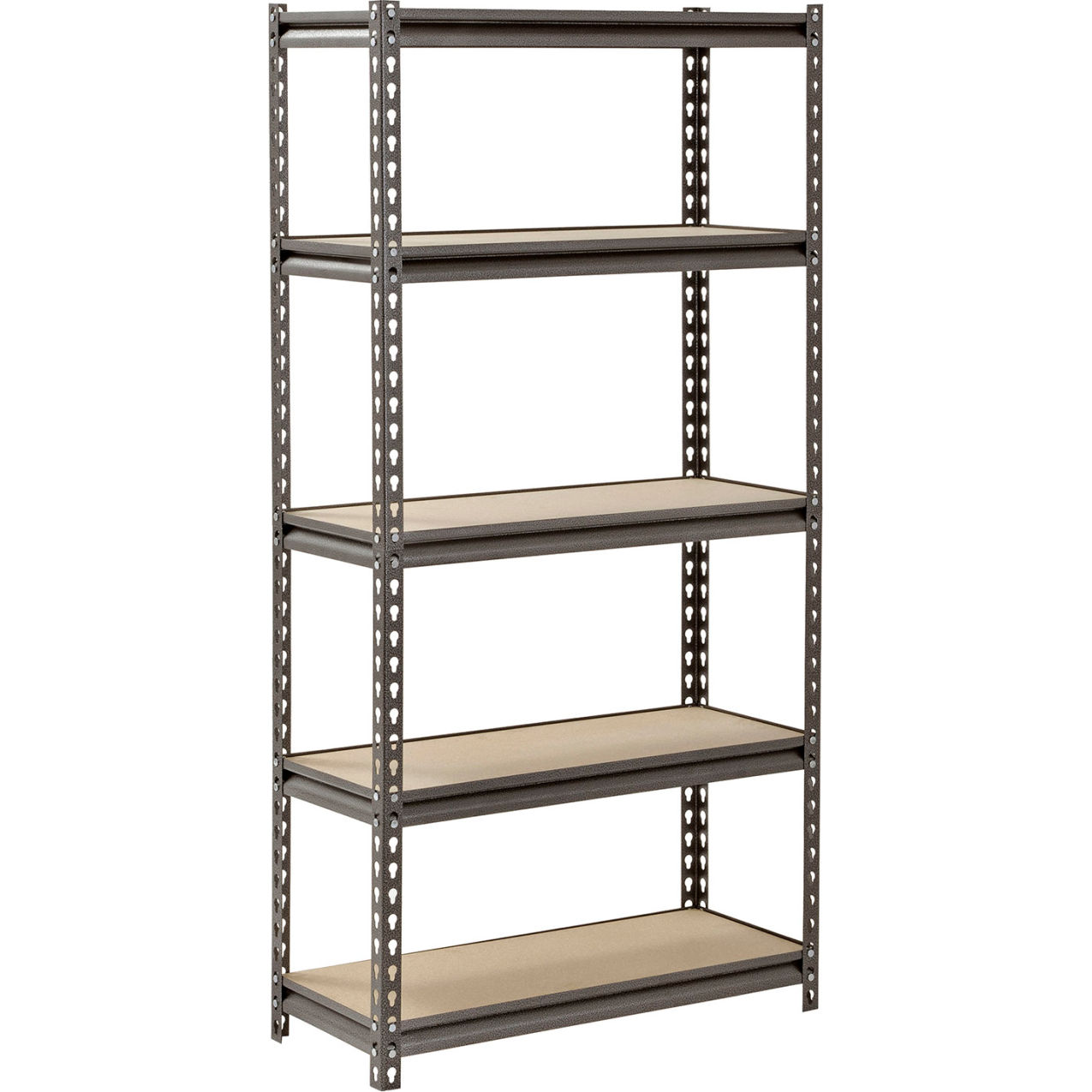 5 Shelf Standard Duty Boltless Shelving Starter 30"Wx12"Dx60"H Wood Deck Silver