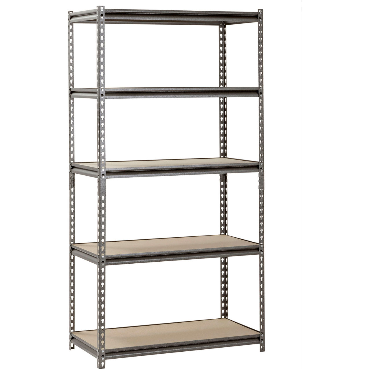 5 Shelf Standard Duty Boltless Shelving Starter 36"Wx18"Dx72"H Wood Deck Silver