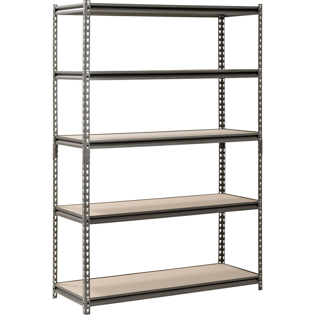 5 Shelf Standard Duty Boltless Shelving Starter 48"Wx18"Dx72"H Wood Deck Silver