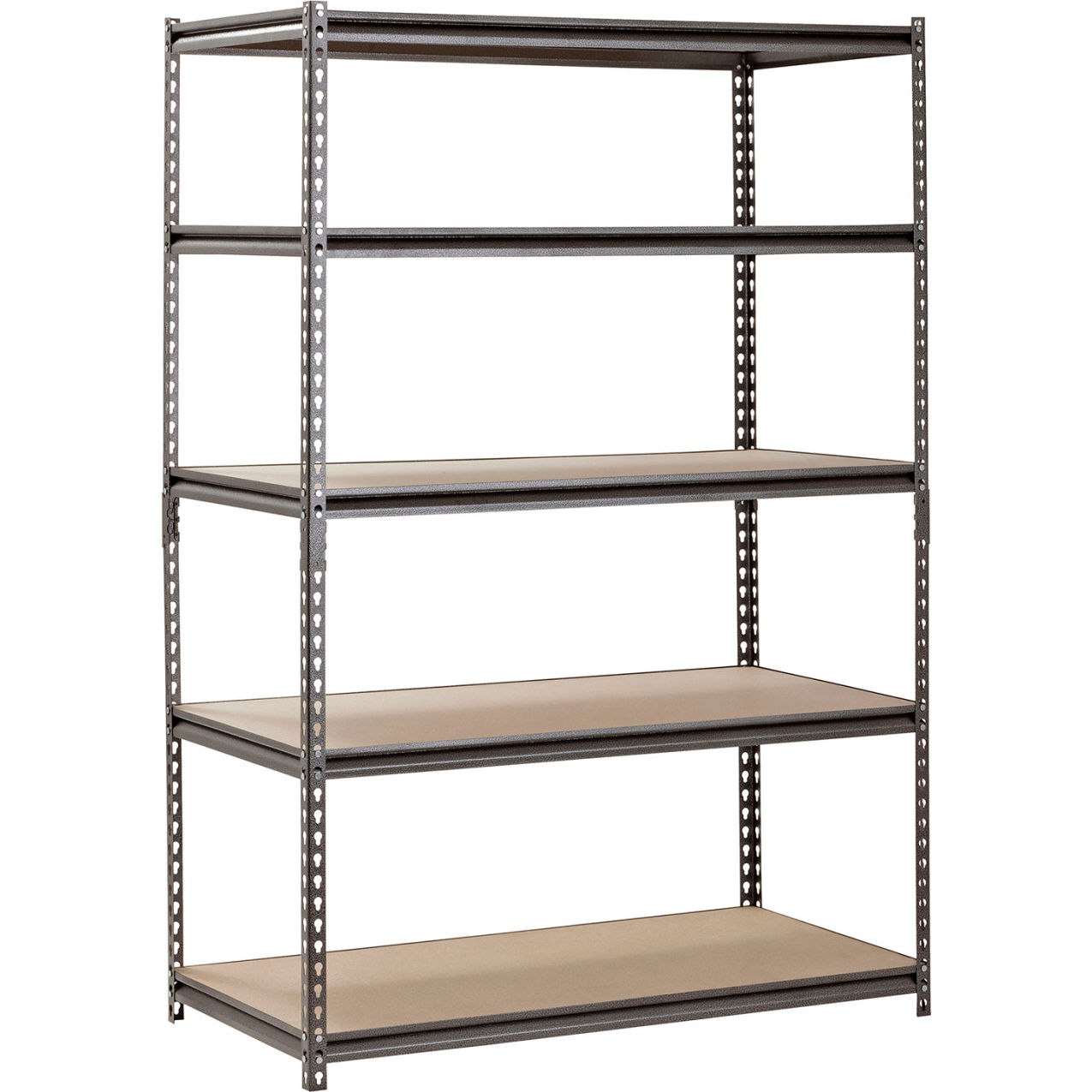5 Shelf Standard Duty Boltless Shelving Starter 48"Wx24"Dx72"H Wood Deck Silver