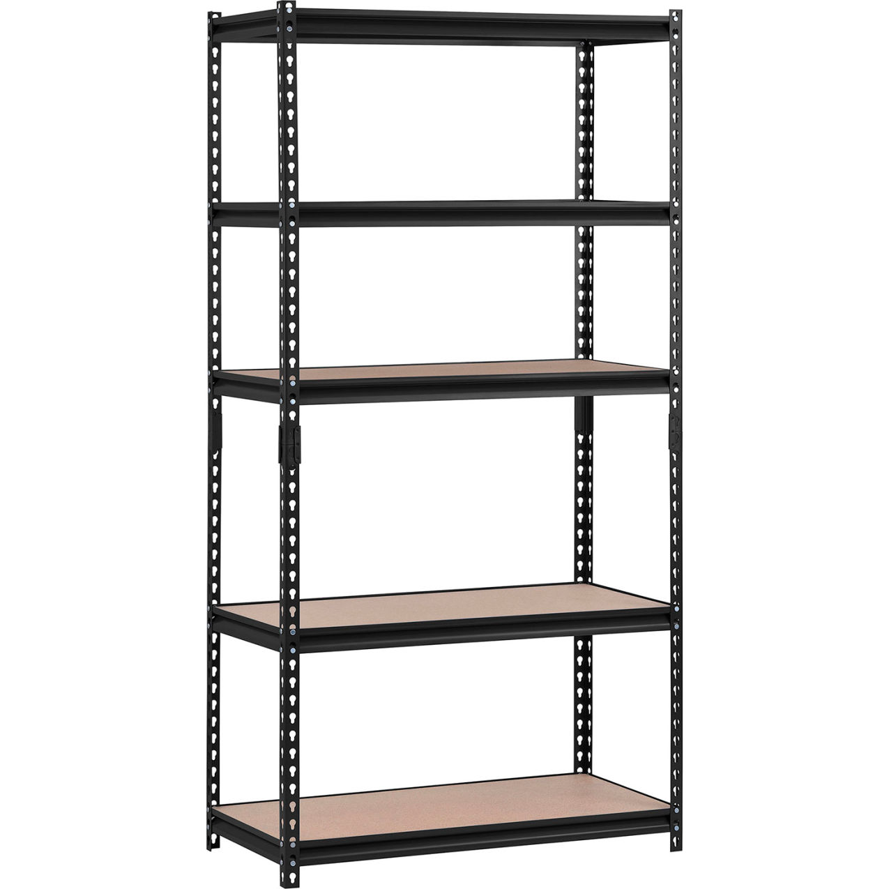 5 Shelf Standard Duty Boltless Shelving Starter 36"Wx18"Dx72"H Wood Deck Black