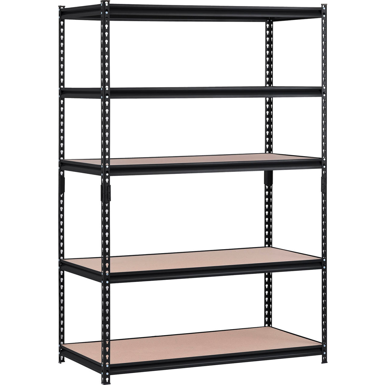 5 Shelf Standard Duty Boltless Shelving, Starter, 48"Wx24"Dx72"H, Wood Deck, Black