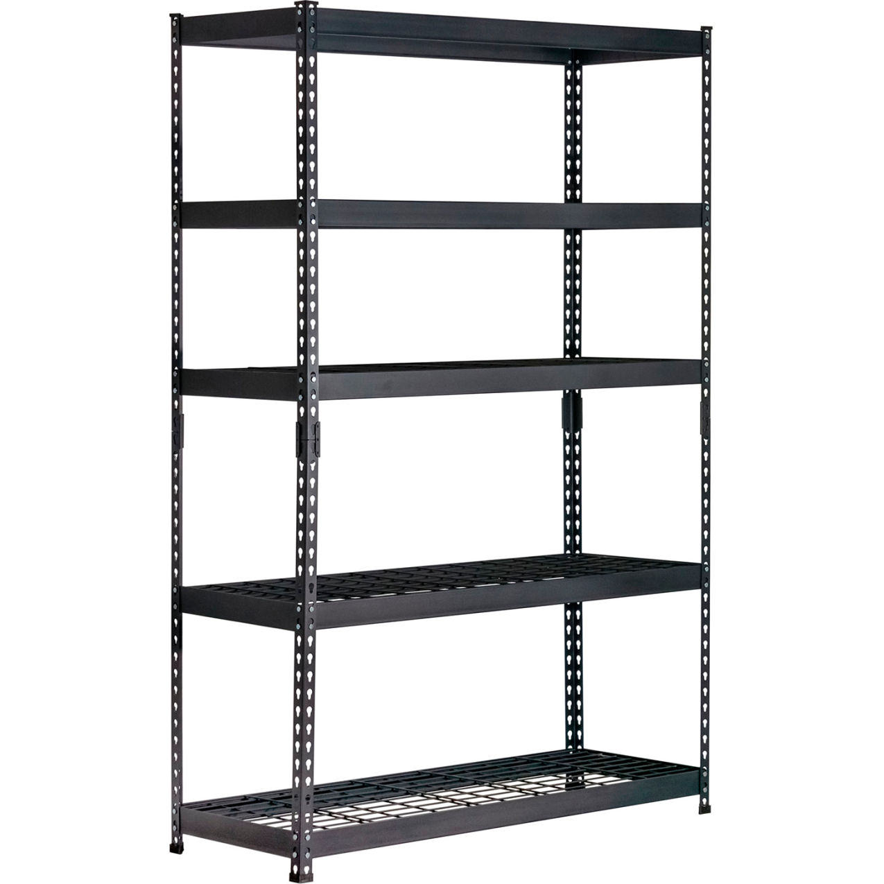 5 Shelf Standard Duty Boltless Shelving Starter 36"Wx24"Dx72"H Wire Deck Black