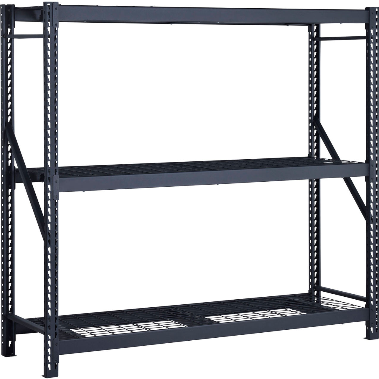3 Tier Wire Deck Steel Bulk Rack, 77"W x 24"D x 72"H, Black