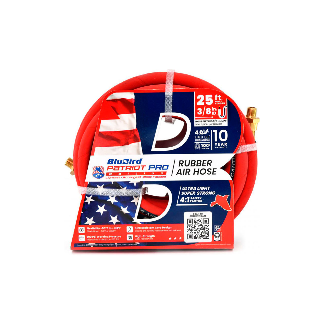 Patriot Pro Rubber Air Hose, 3/8" ID x 25'L