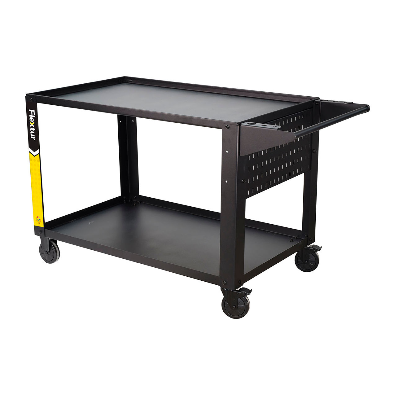 Utility Cart w/ 6" Casters, 2 Shelves, 48"W x 30"D x 35"H, Black