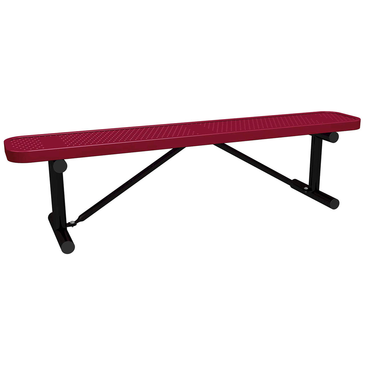 6' Standard Bench without Back, Perforated Metal, Portable, Burgundy