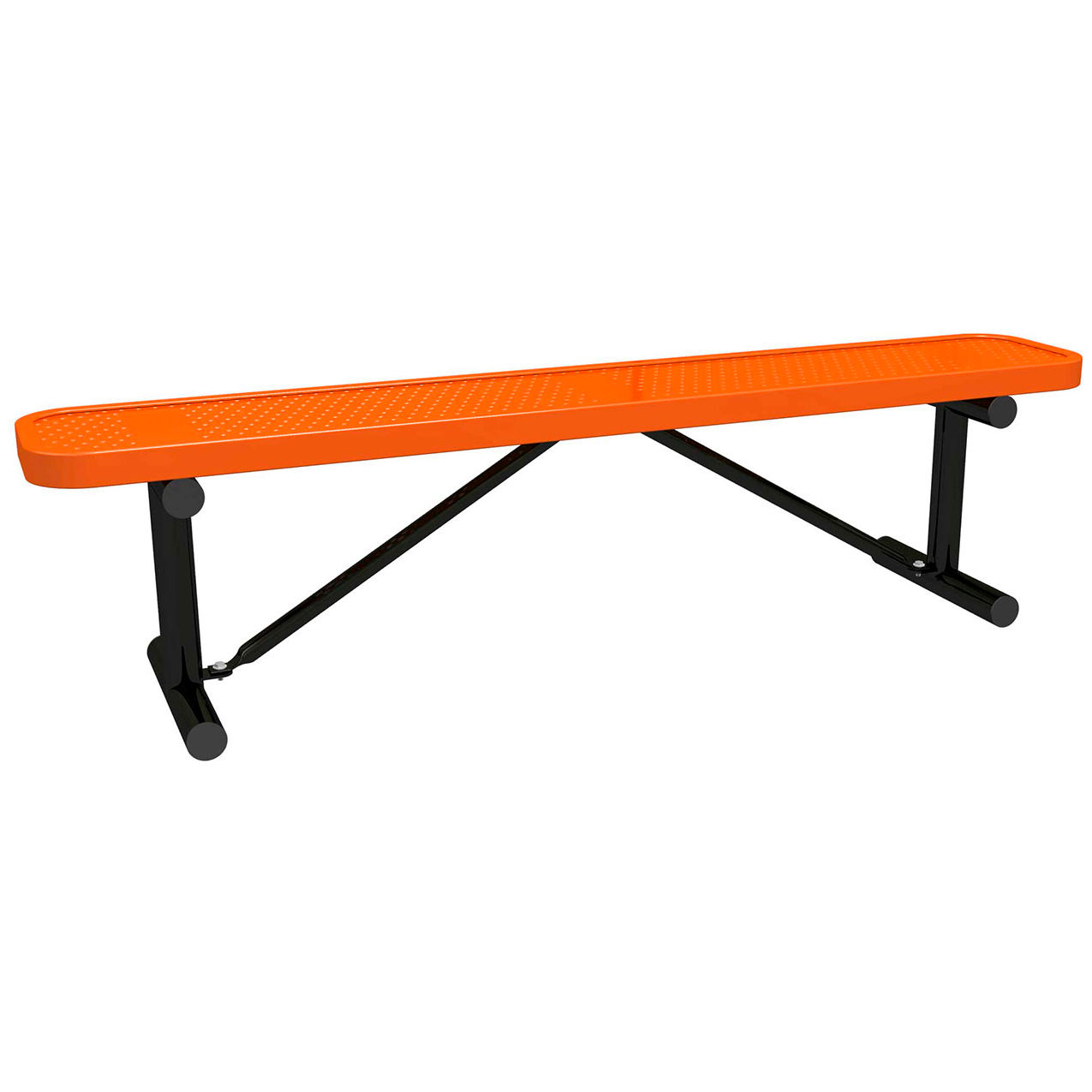 6' Standard Bench without Back, Perforated Metal, Portable, Orange
