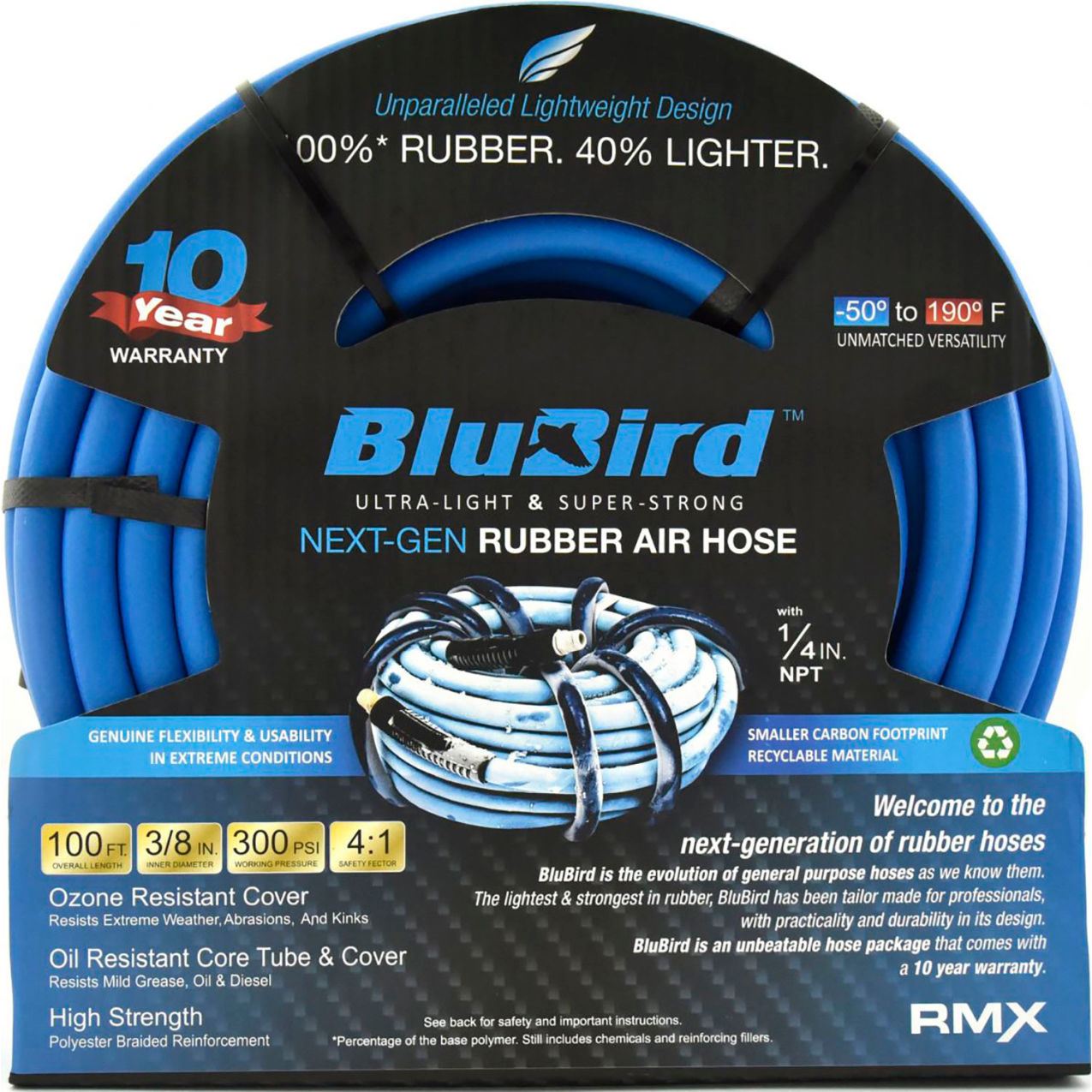 Rubber Air Hose Bulk, 3/8" ID x 300'L