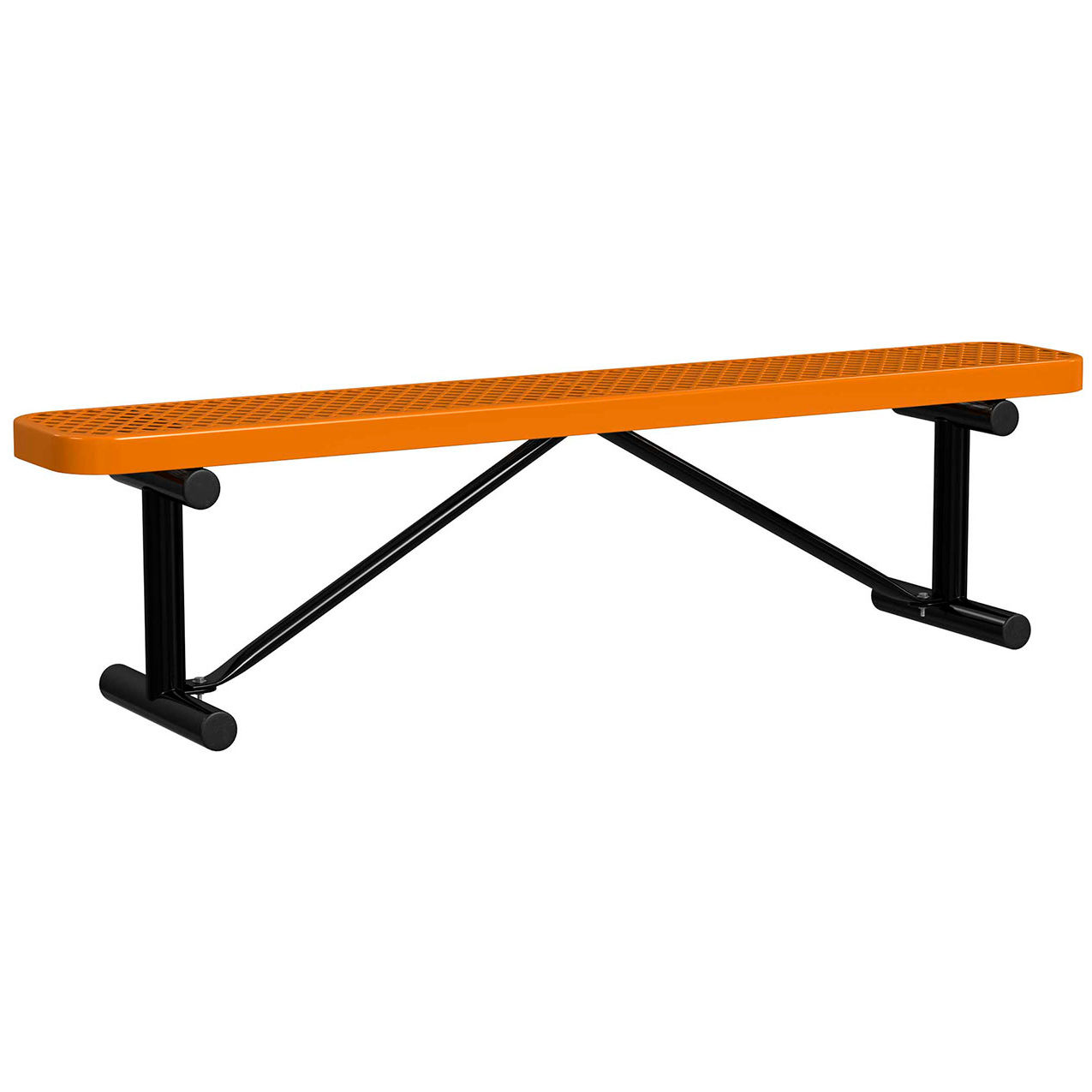 6' Standard Bench without Back, Expanded Metal, Portable, Orange