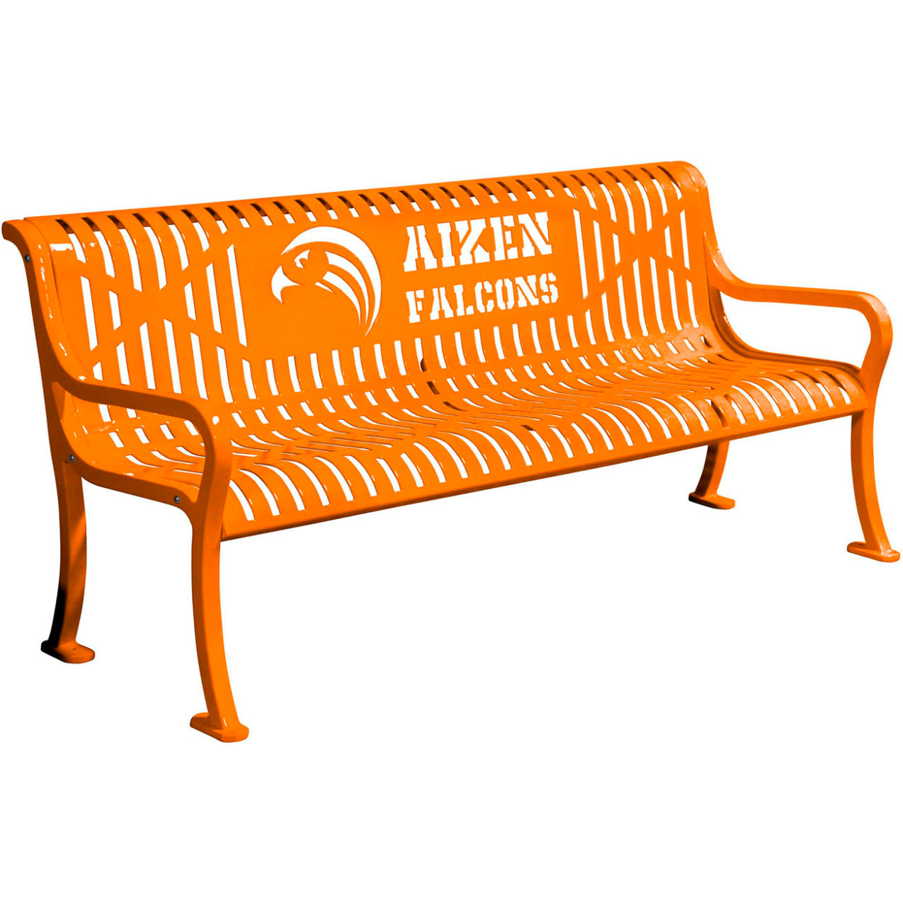 5-13/16' Personalized Diamond Pattern Bench with Back, Expanded Metal, Orange