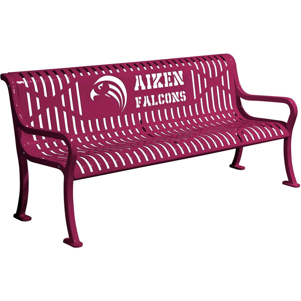 5-13/16' Personalized Diamond Pattern Bench with Back, Expanded Metal, Burgundy