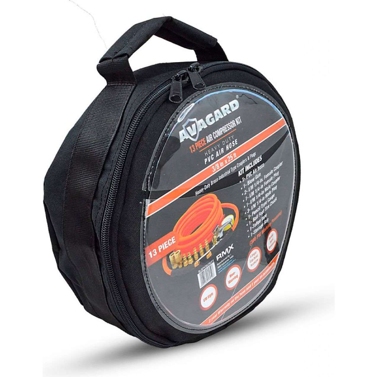 PVC Air Hose Assembly with 9 Piece Steel Accessory Kit, 3/8" ID x 25'L