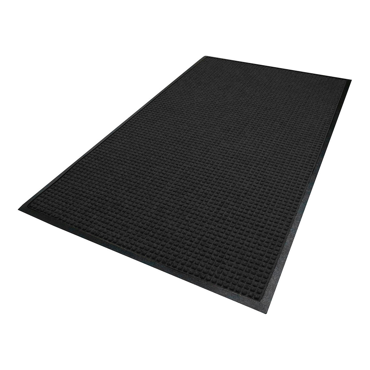 WaterHog Squares Classic Mat, 3/8" Thick, 3'W x 5'L, Charcoal Black