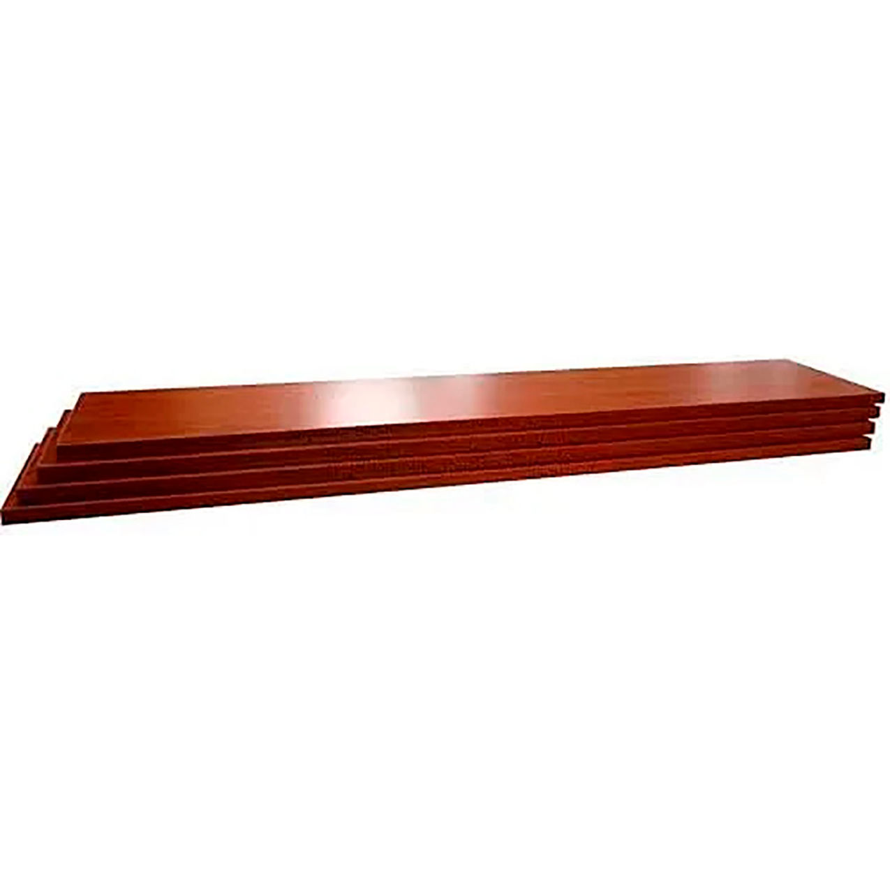 Slatwall Shelves, Finished on 2 Sides & 3 Edges, 47-3/4"W x 3/4"H, Cherry, Pack of 4