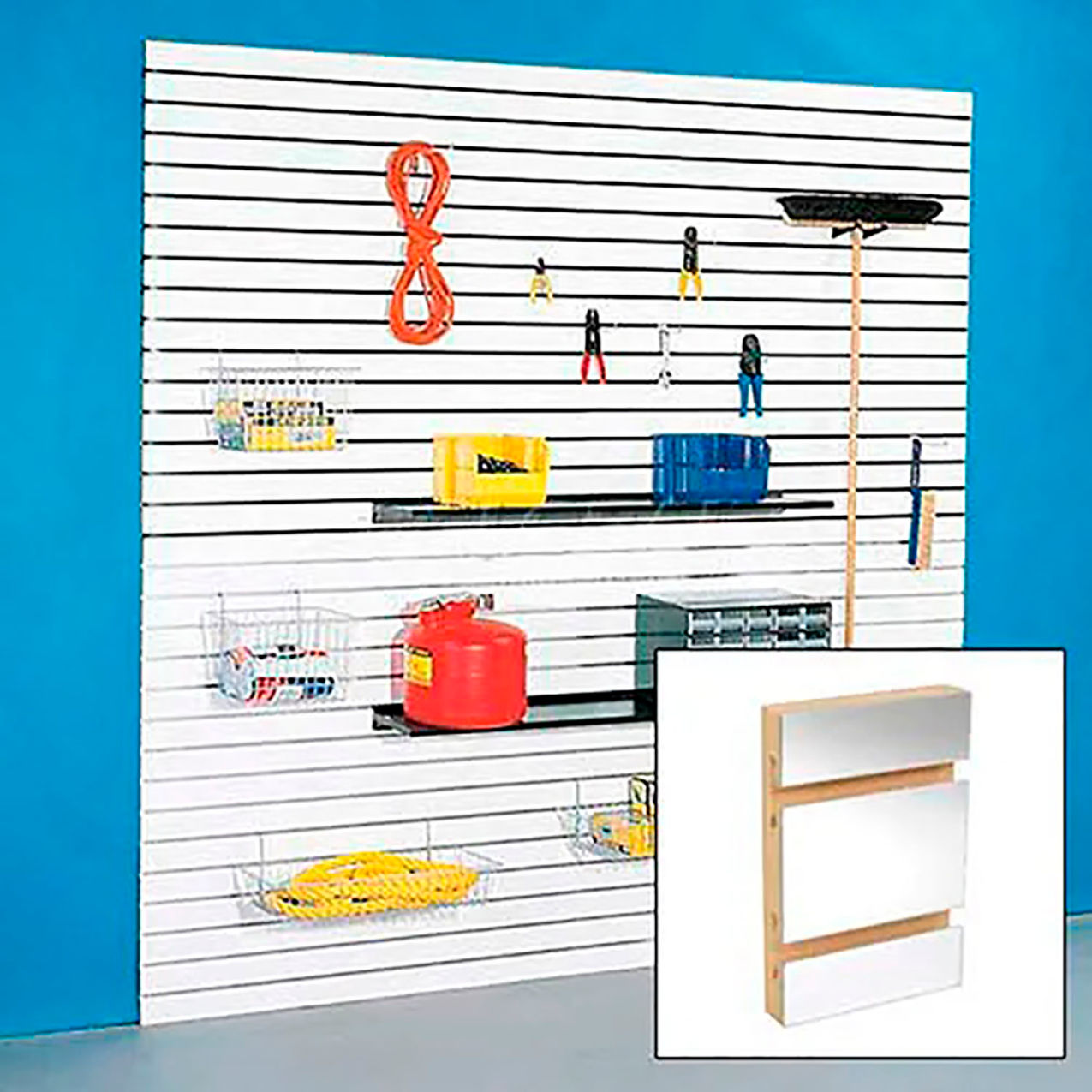 Slatwall Panel with Aluminum Inserts, 96"W x 48"H, Mirror, Pack of 4