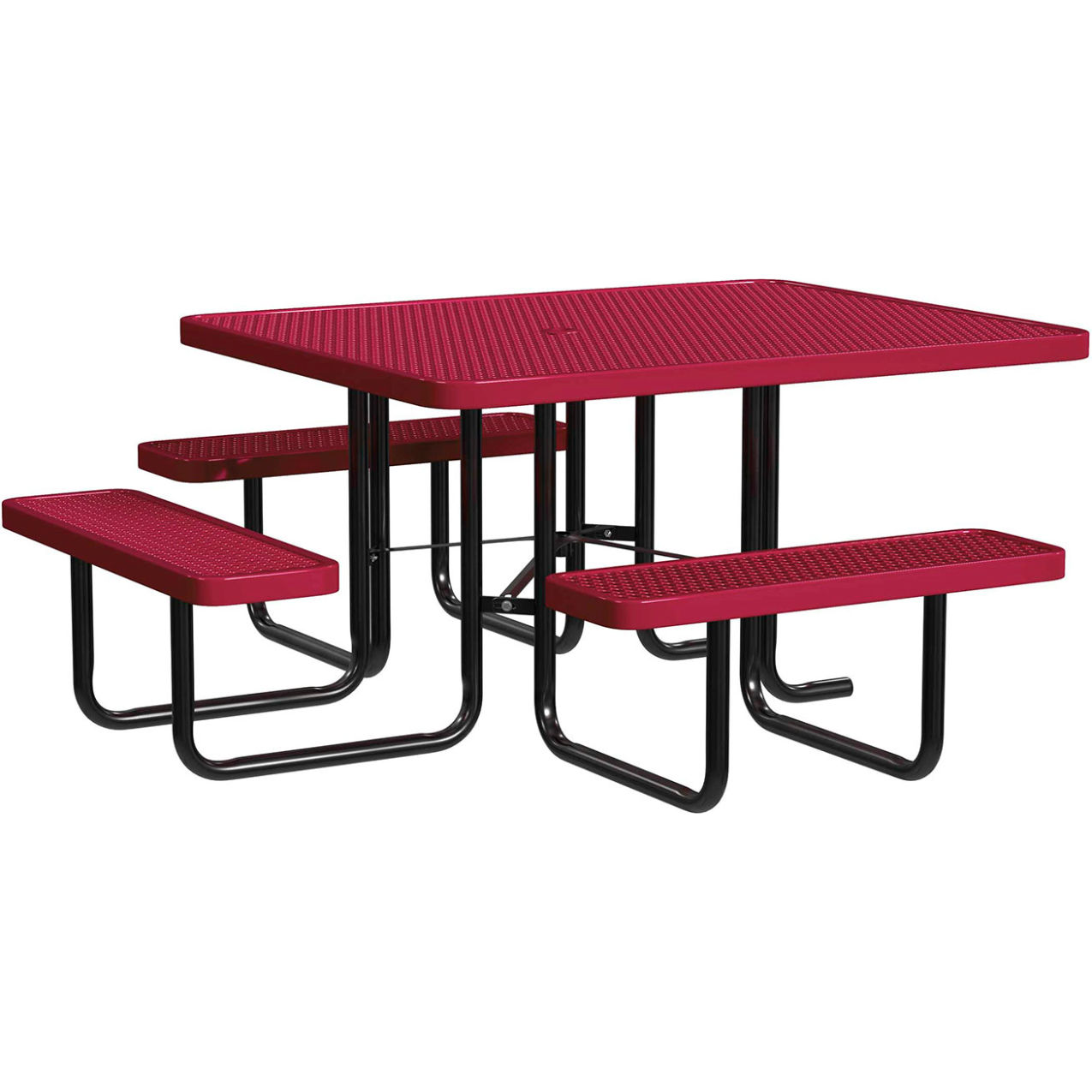 46" x 58" Rectangular Std. ADA Picnic Table, Expanded Metal, Portable, Burgundy