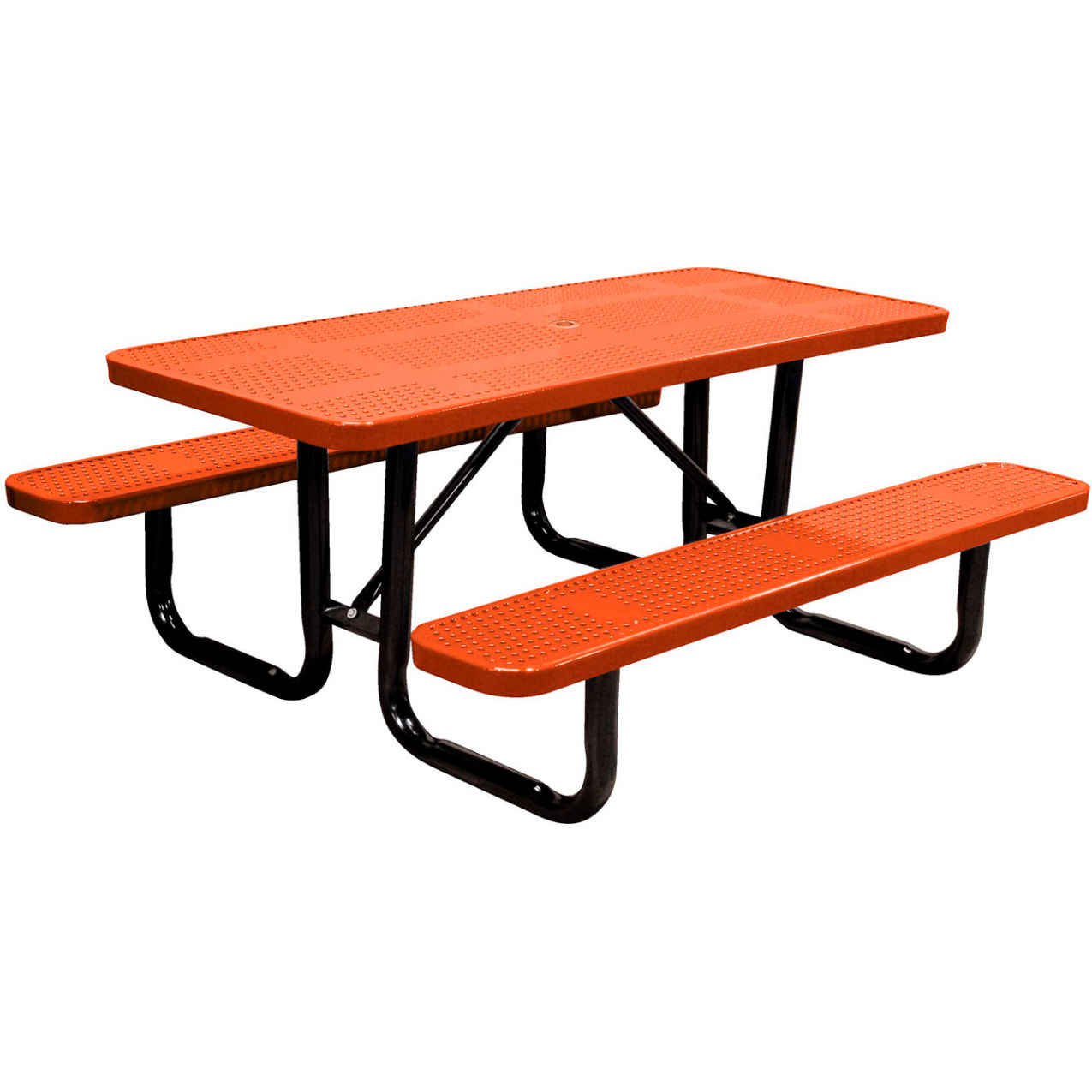 6' Rectangular Standard Picnic Table, Perforated Metal, Portable, Orange