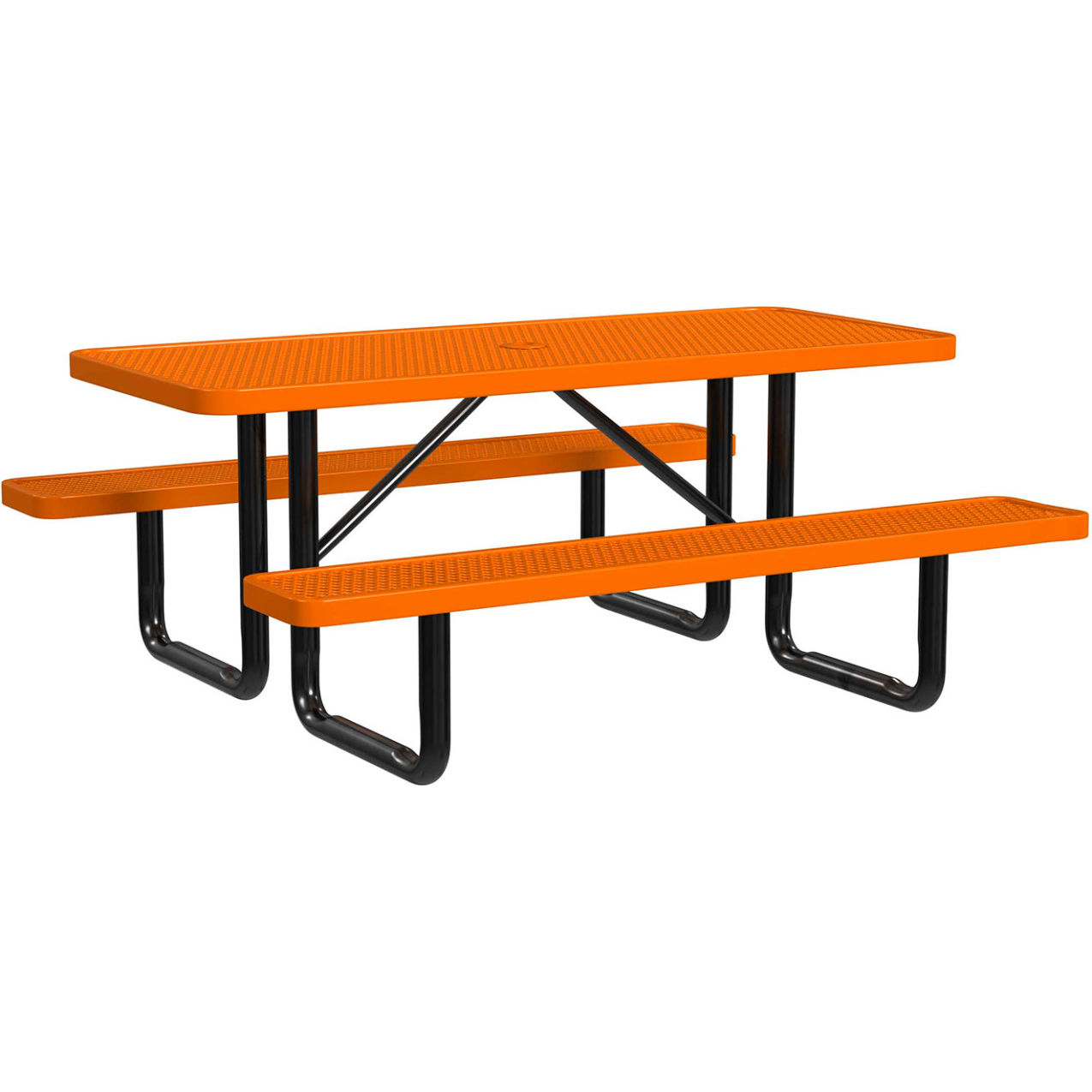 6' Rectangular Standard Picnic Table, Expanded Metal, Portable, Orange