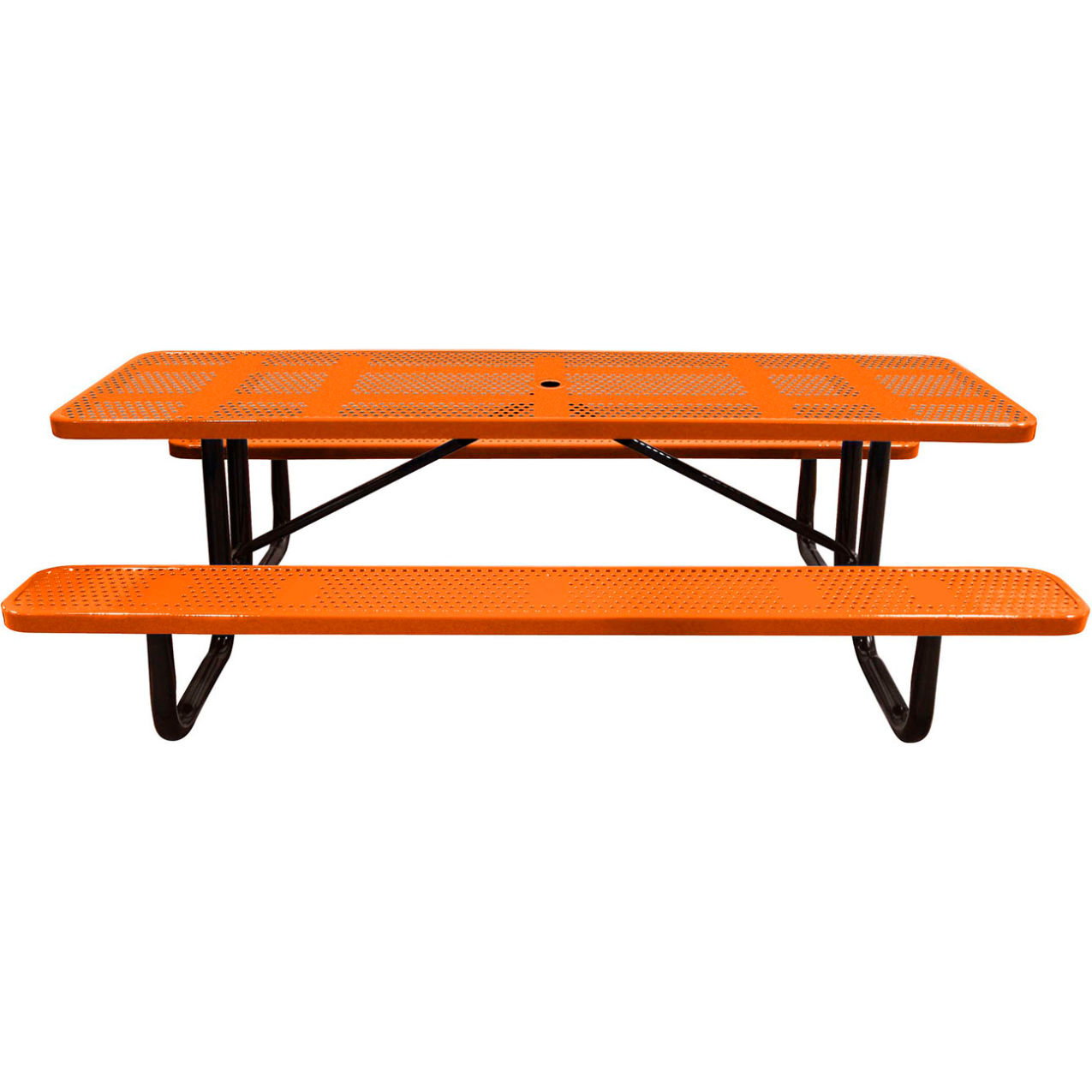 8' Rectangular Standard Picnic Table, Perforated Metal, Portable, Orange