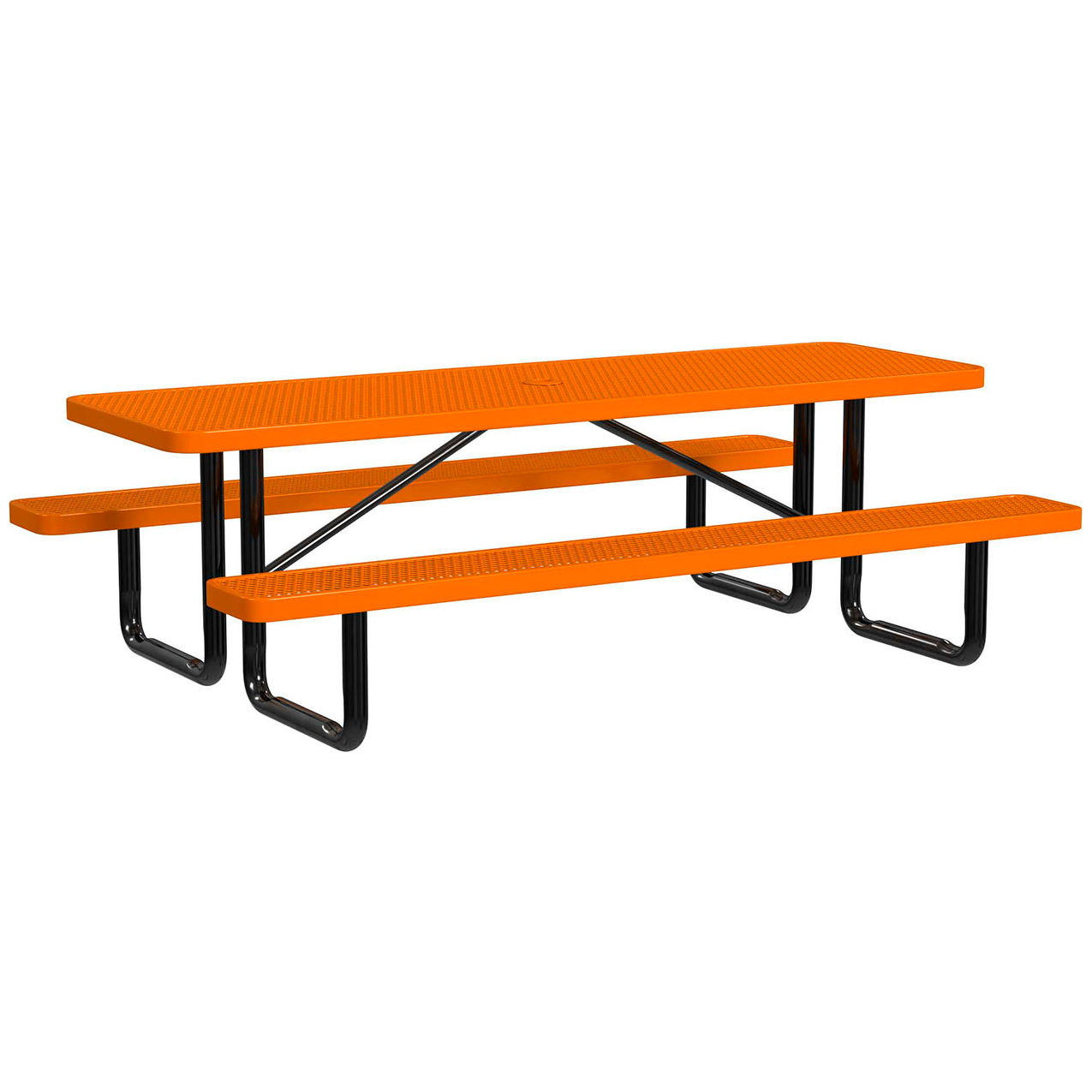 8' Rectangular Standard Picnic Table, Expanded Metal, Portable, Orange