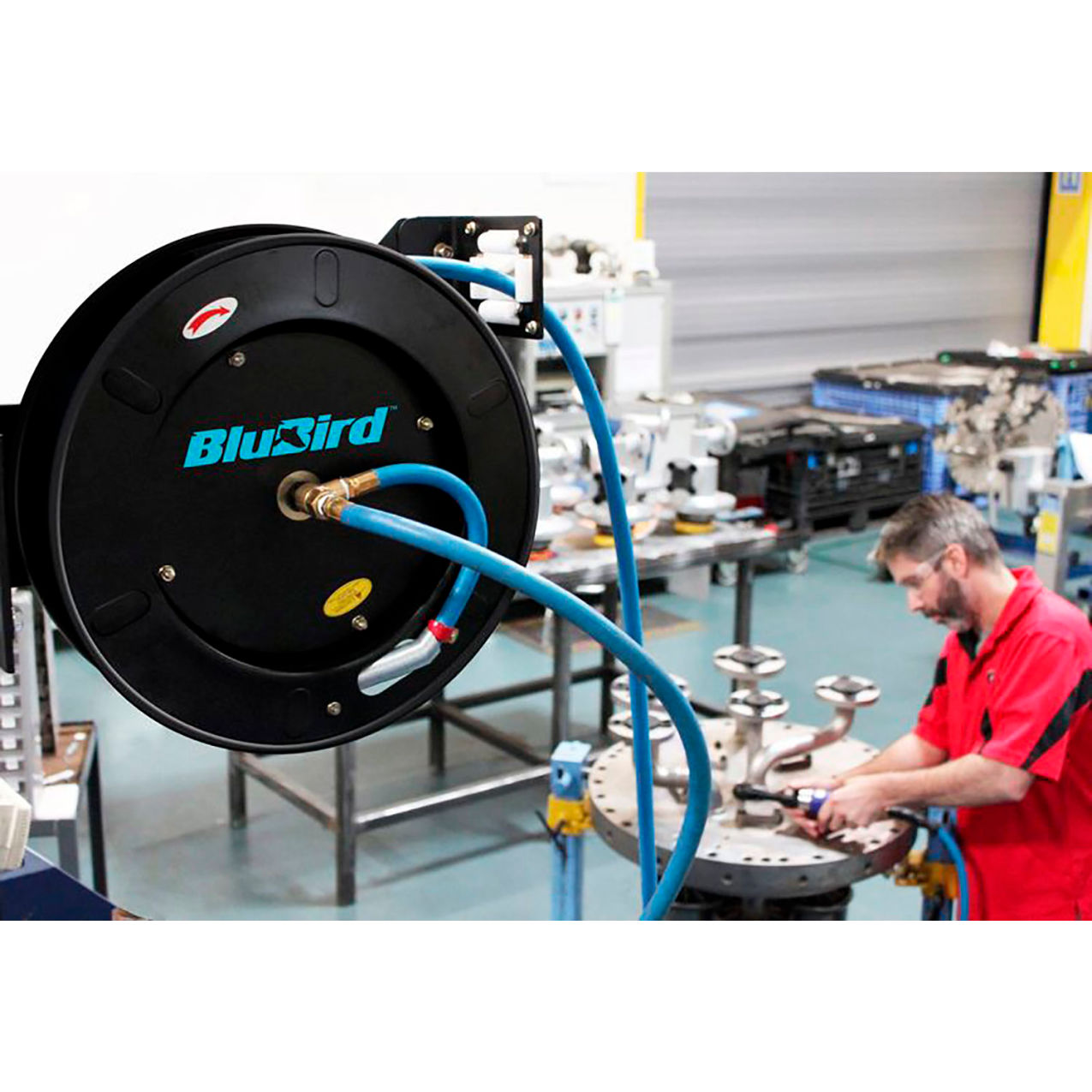 Retractable Air Hose Reel with 3/8" x 75'L Hose, 300 PSI