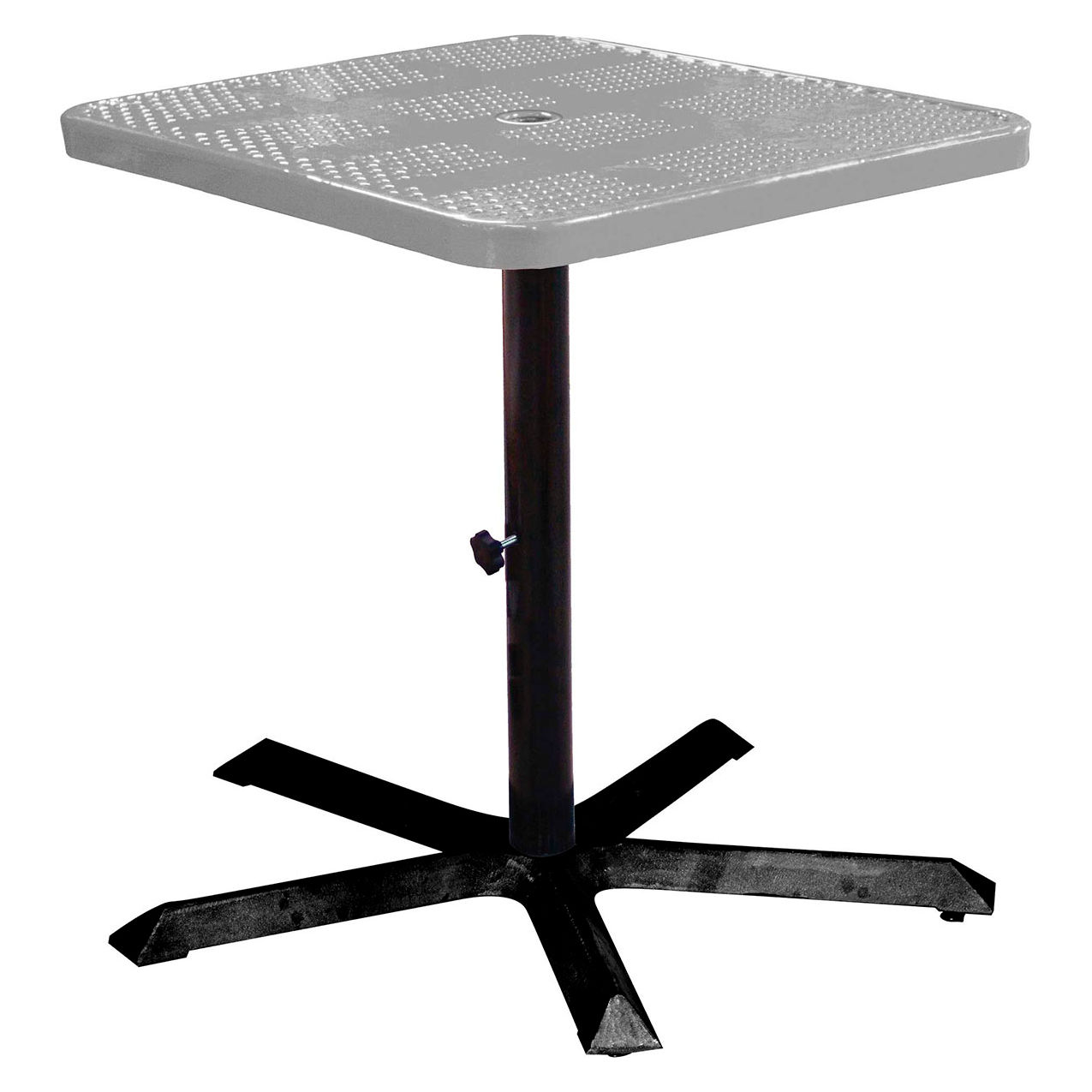 36" Square Bar Height Pedestal Table, Perforated Metal Portable, 40"H, Gray