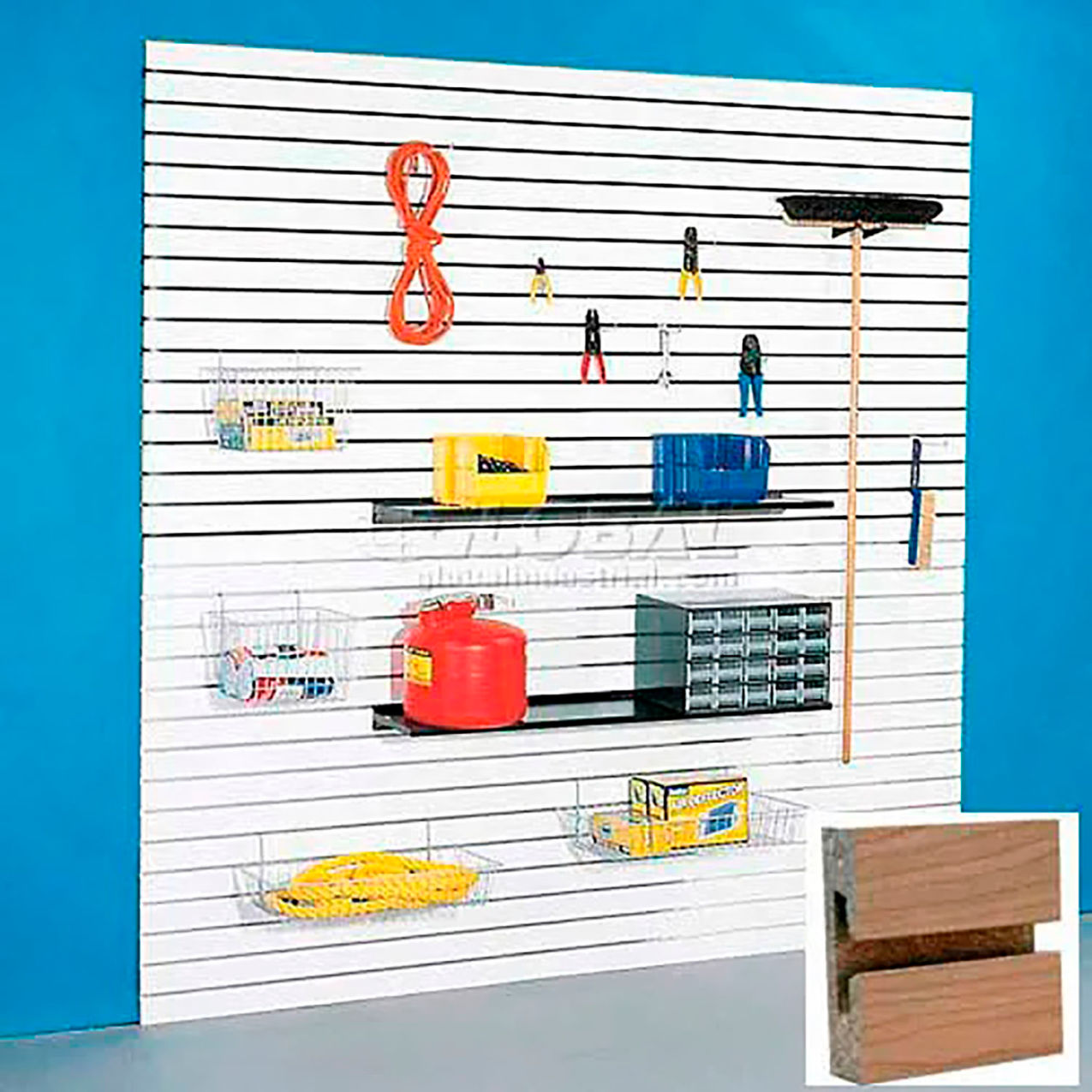 Slatwall Panel without Inserts, 96"W x 48"H, Maple Laminate, Pack of 4