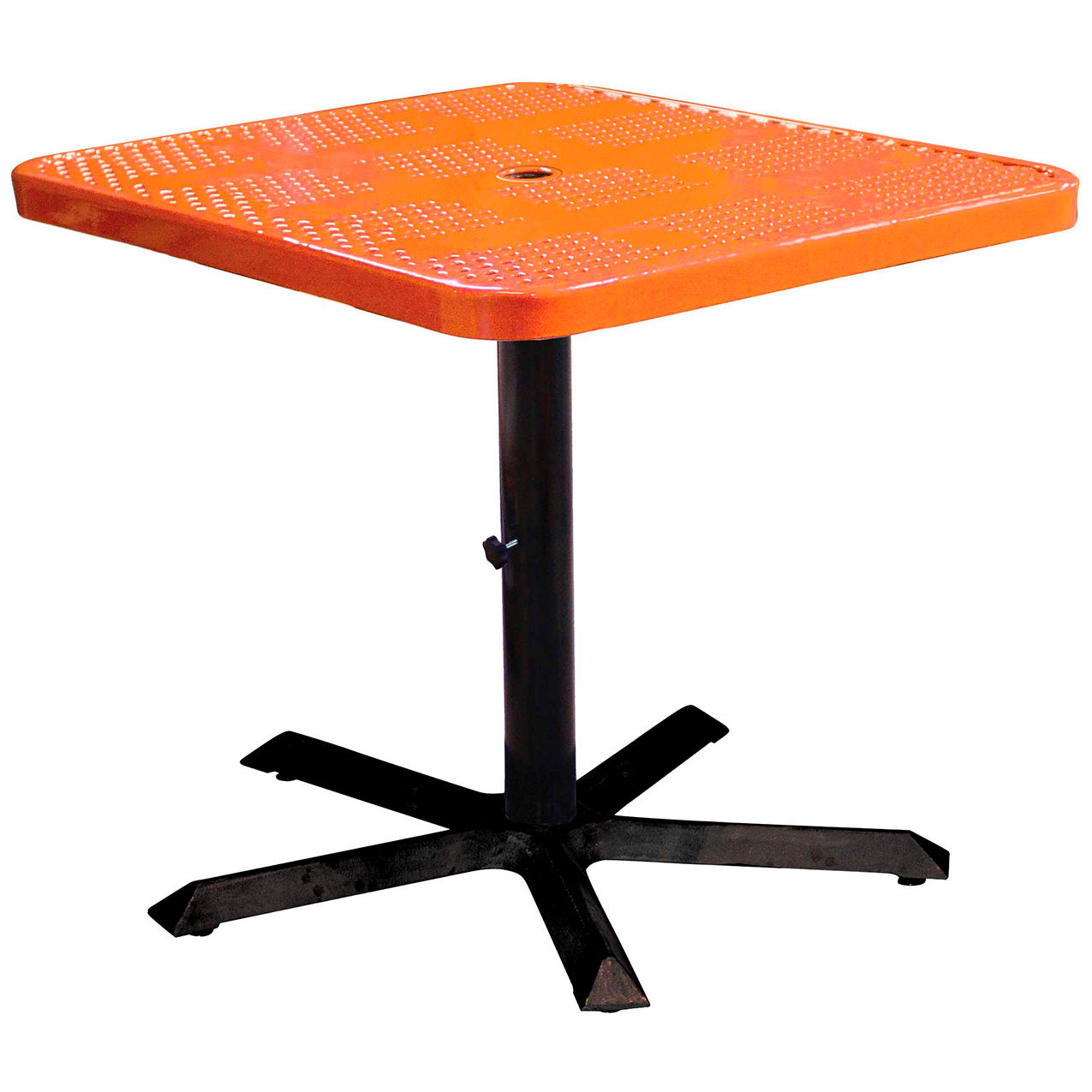 36" Square Pedestal Table, Perforated Metal Portable, 30"H, Orange