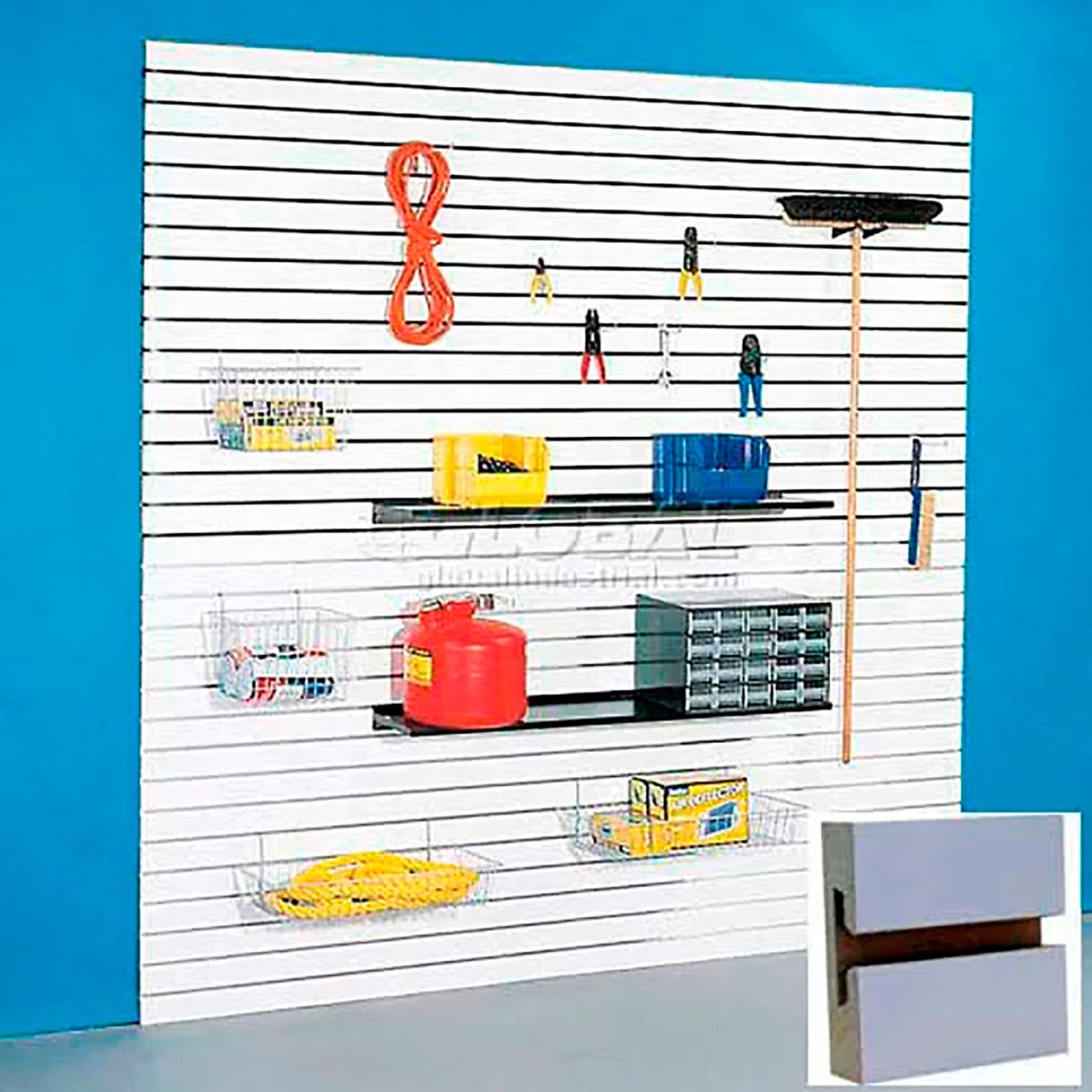 Slatwall Panel without Inserts, 48"W x 48"H, Gray Laminate, Pack of 4