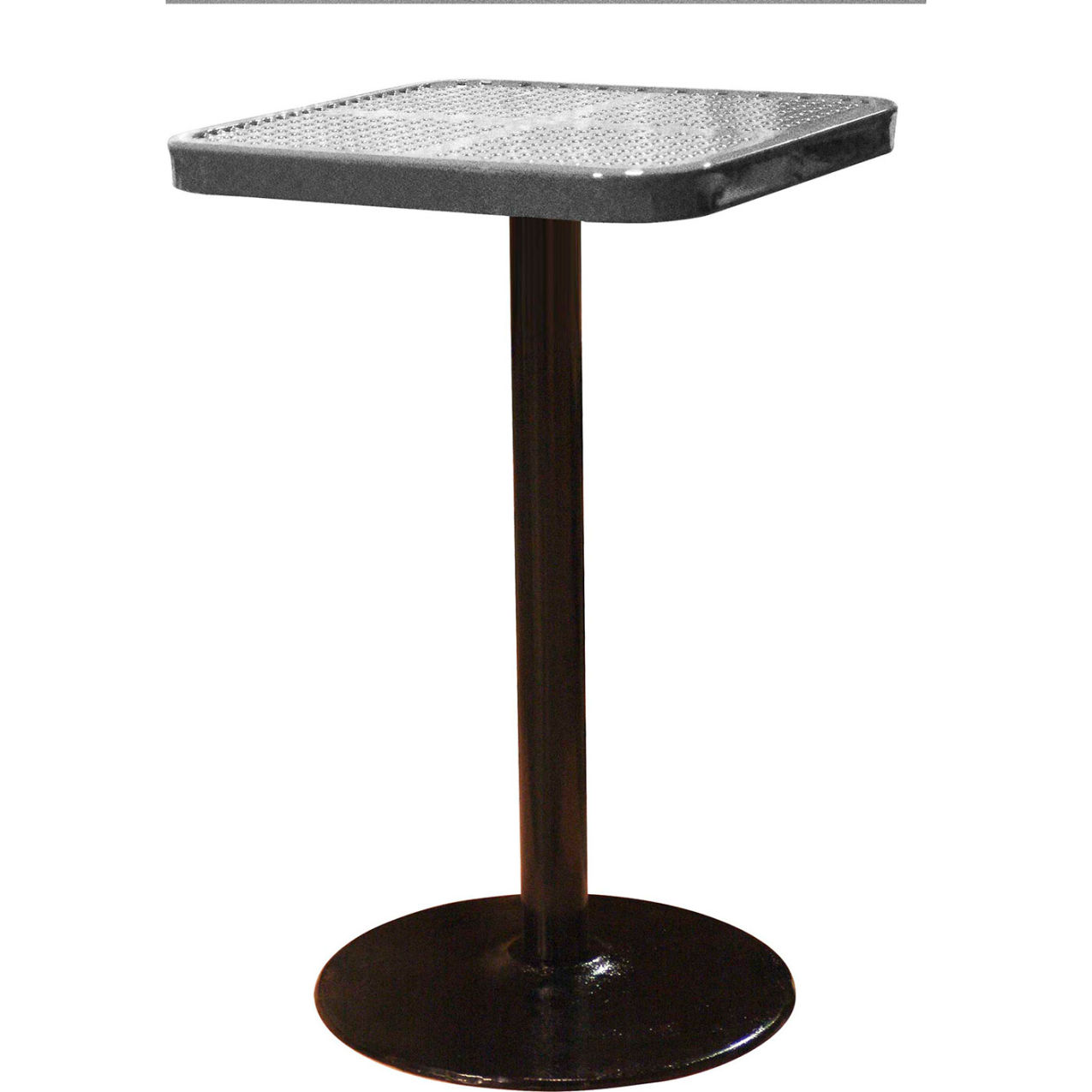 24" Square Bar Height Pedestal Table, Perforated Metal Portable, 40"H, Granite