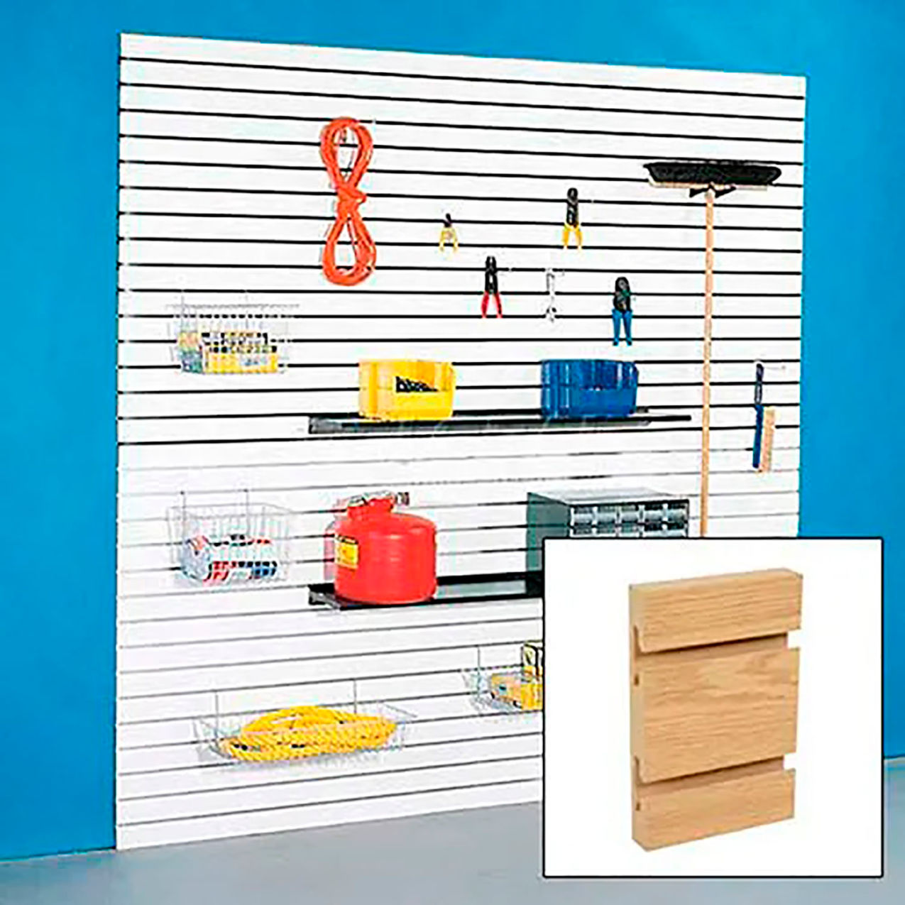Slatwall Panel without Inserts, 96"W x 48"H, Oak Laminate, Pack of 4