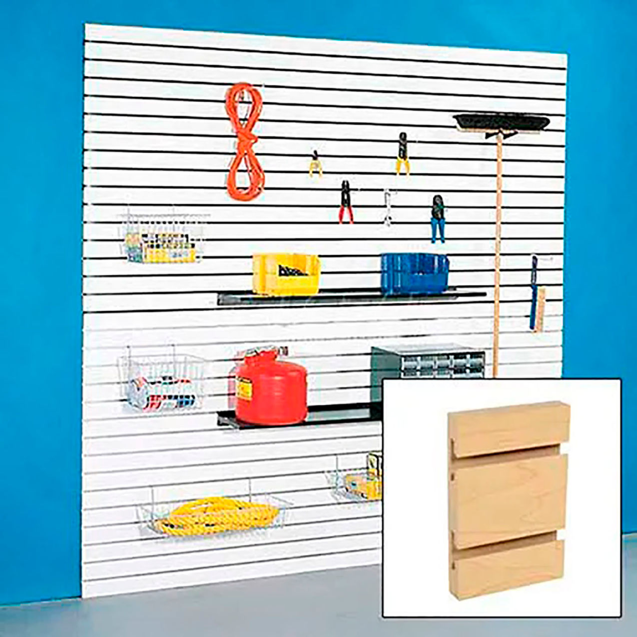 Slatwall Panel without Inserts, 96"W x 48"H, Birch Laminate, Pack of 4