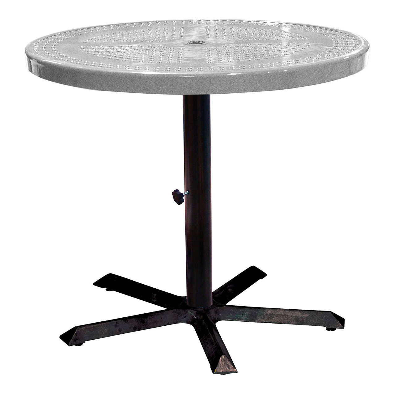 36" Round Pedestal Table, Perforated Metal, Portable, 30"H, Granite