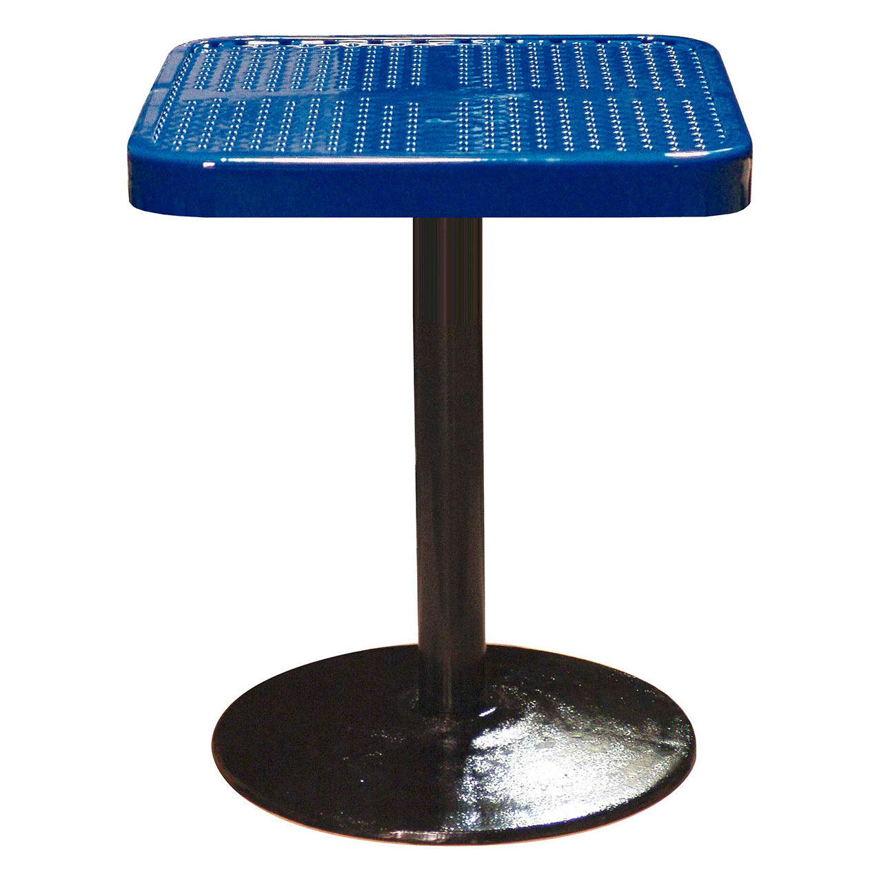 24" Square Pedestal Table, Perforated Metal Portable, 30"H, Navy