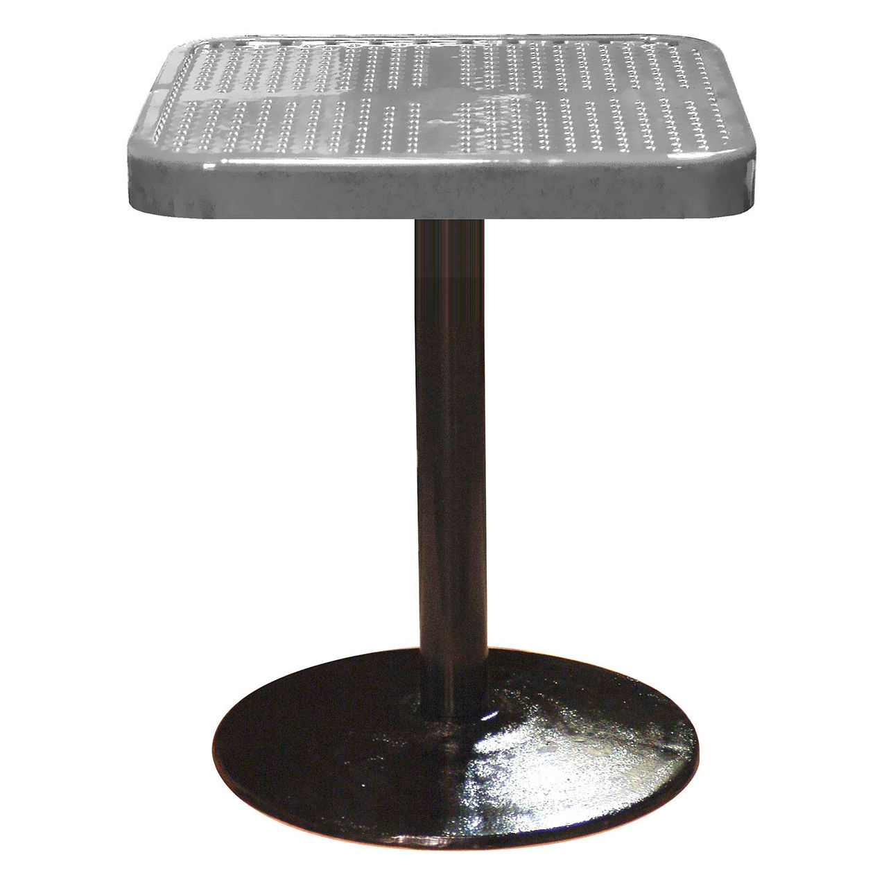 24" Square Pedestal Table, Perforated Metal Portable, 30"H, Gray