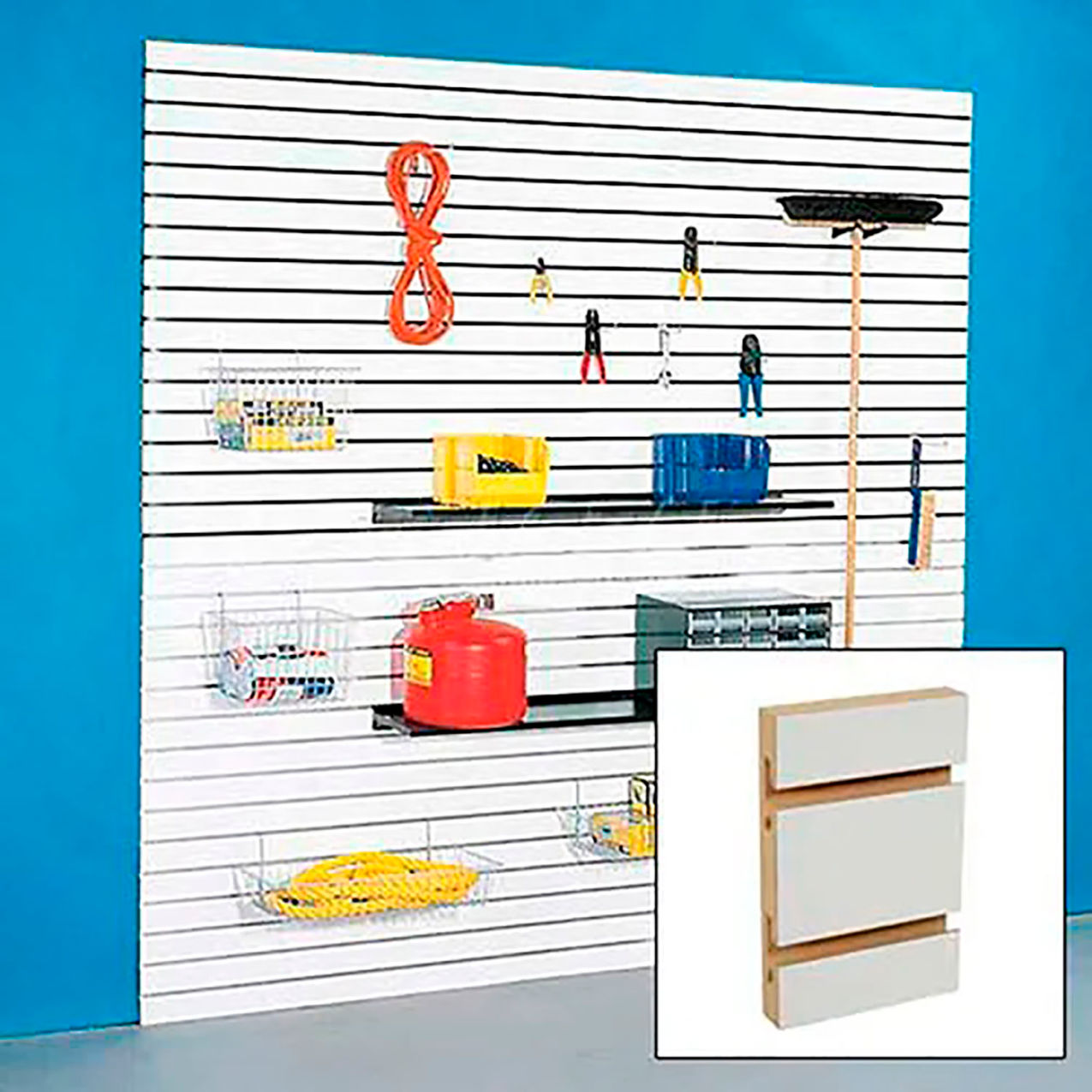 Slatwall Panel without Inserts, 48"W x 48"H, White HPL, Pack of 4