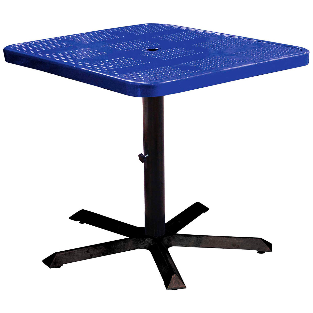 36" Square Pedestal Table, Perforated Metal Portable, 30"H, Navy