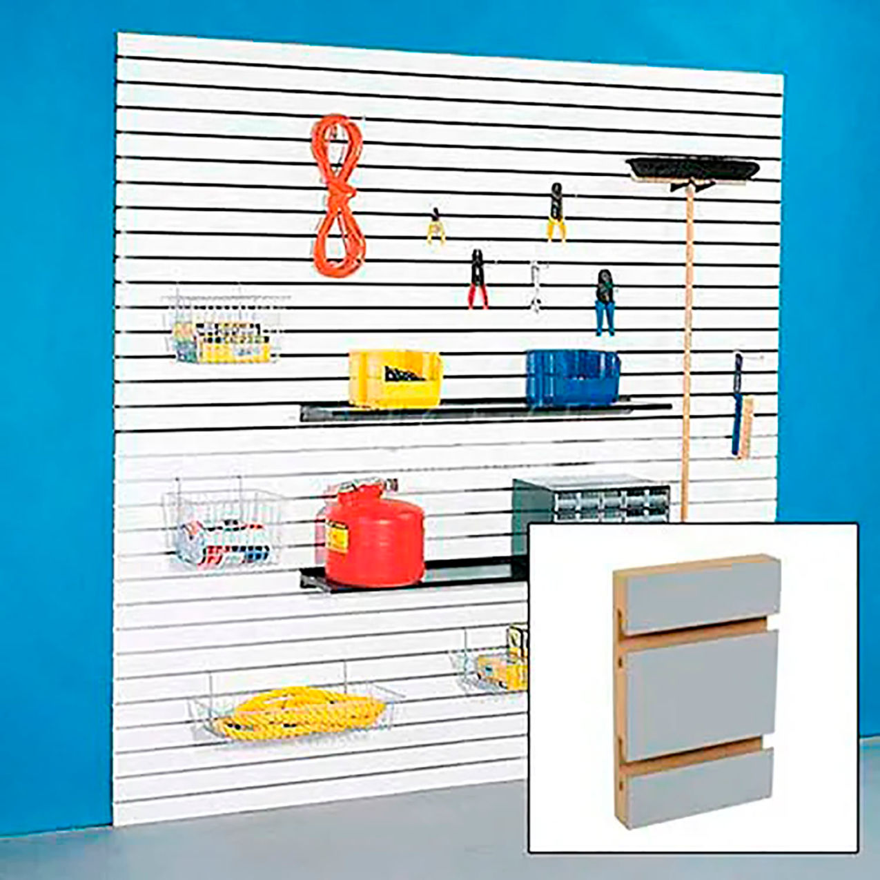 Slatwall Panel without Inserts, 48"W x 48"H, Gray HPL, Pack of 4