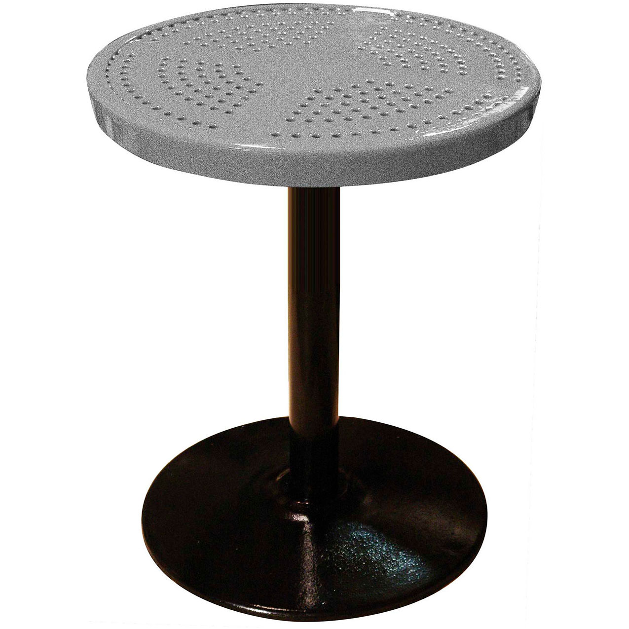 24" Round Pedestal Table, Perforated Metal, Portable, 30"H, Granite