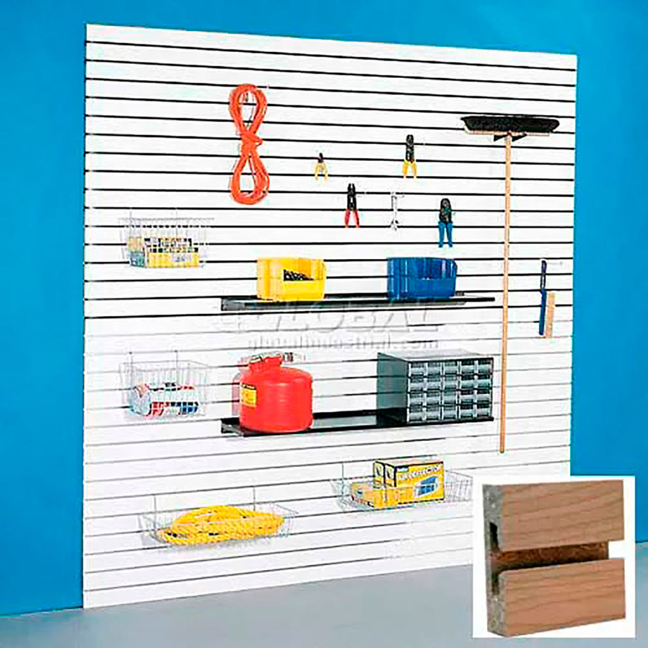 Slatwall Panel without Inserts, 48"W x 96"H, Maple Laminate, Pack of 4