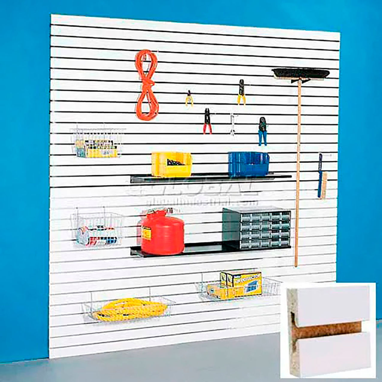 Slatwall Panel without Inserts, 48"W x 96"H, Paint Grade, Pack of 4