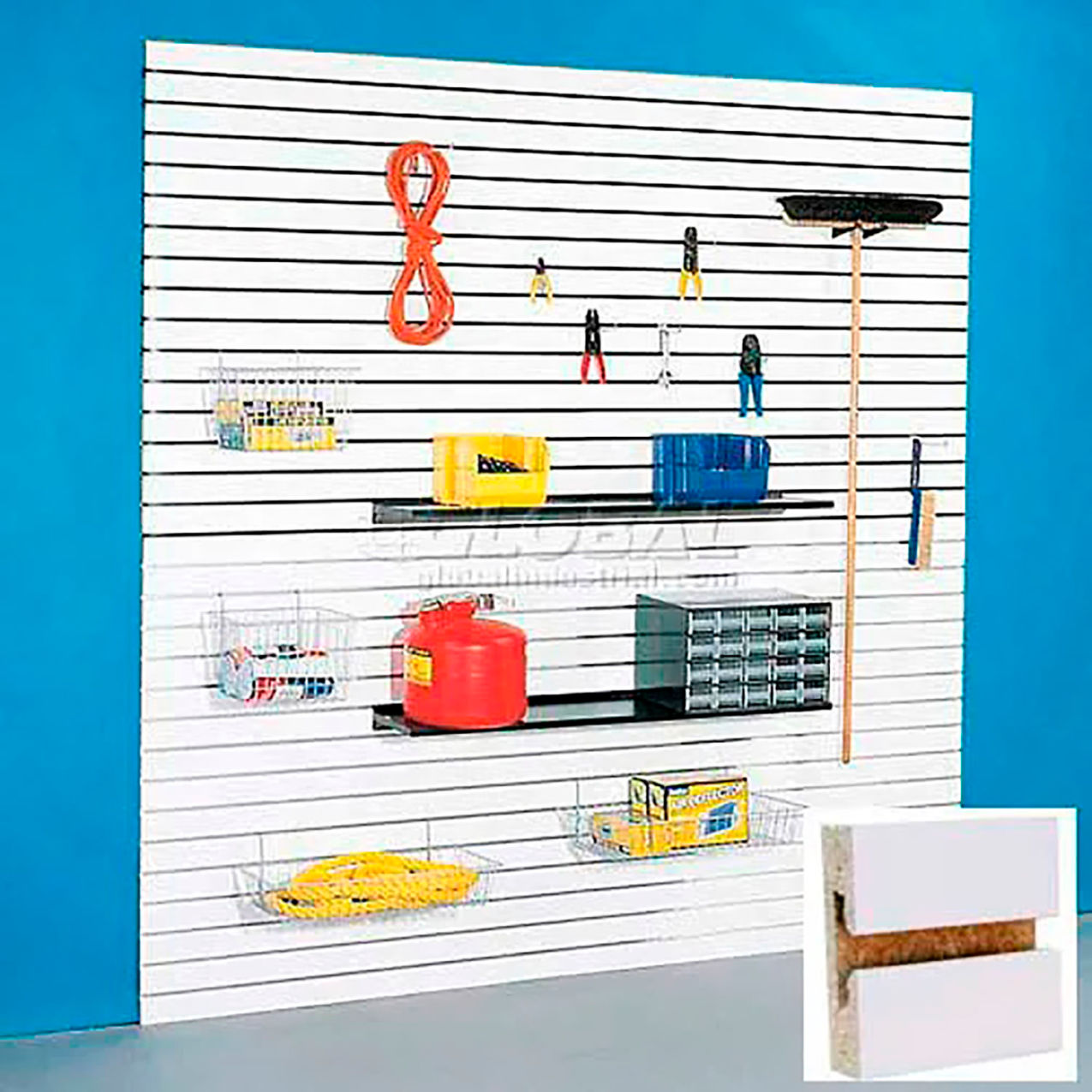 Slatwall Panel without Inserts, 96"W x 48"H, Paint Grade, Pack of 4