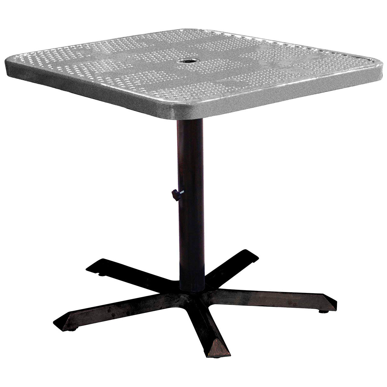 36" Square Pedestal Table, Perforated Metal Portable, 30"H, Granite
