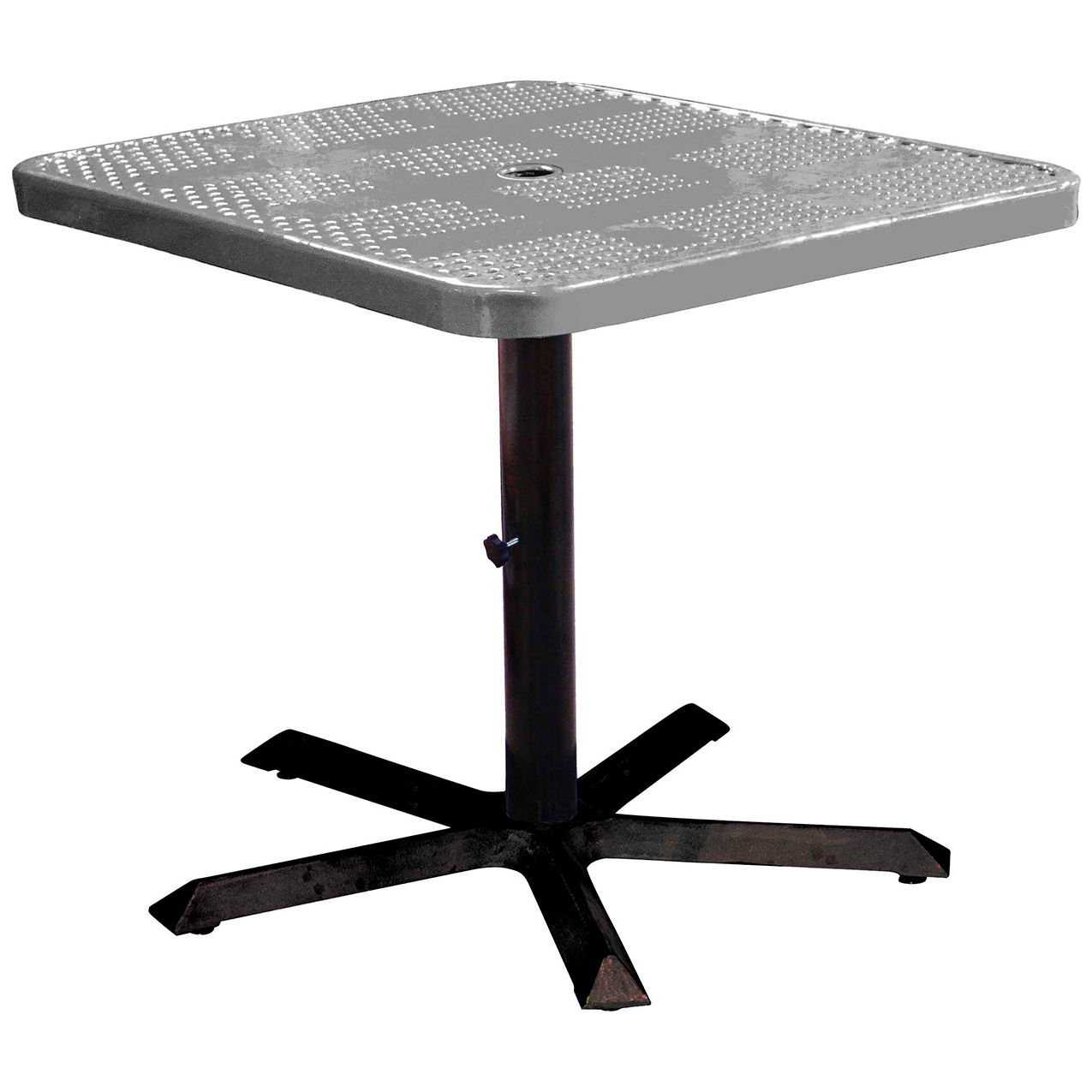 36" Square Pedestal Table, Perforated Metal Portable, 30"H, Gray